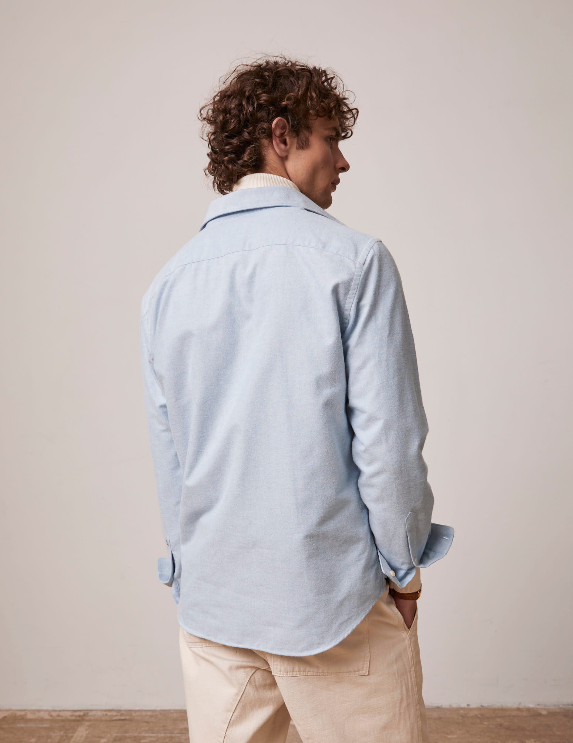 Chemise Auguste bleu - Oxford gratté - Col Français