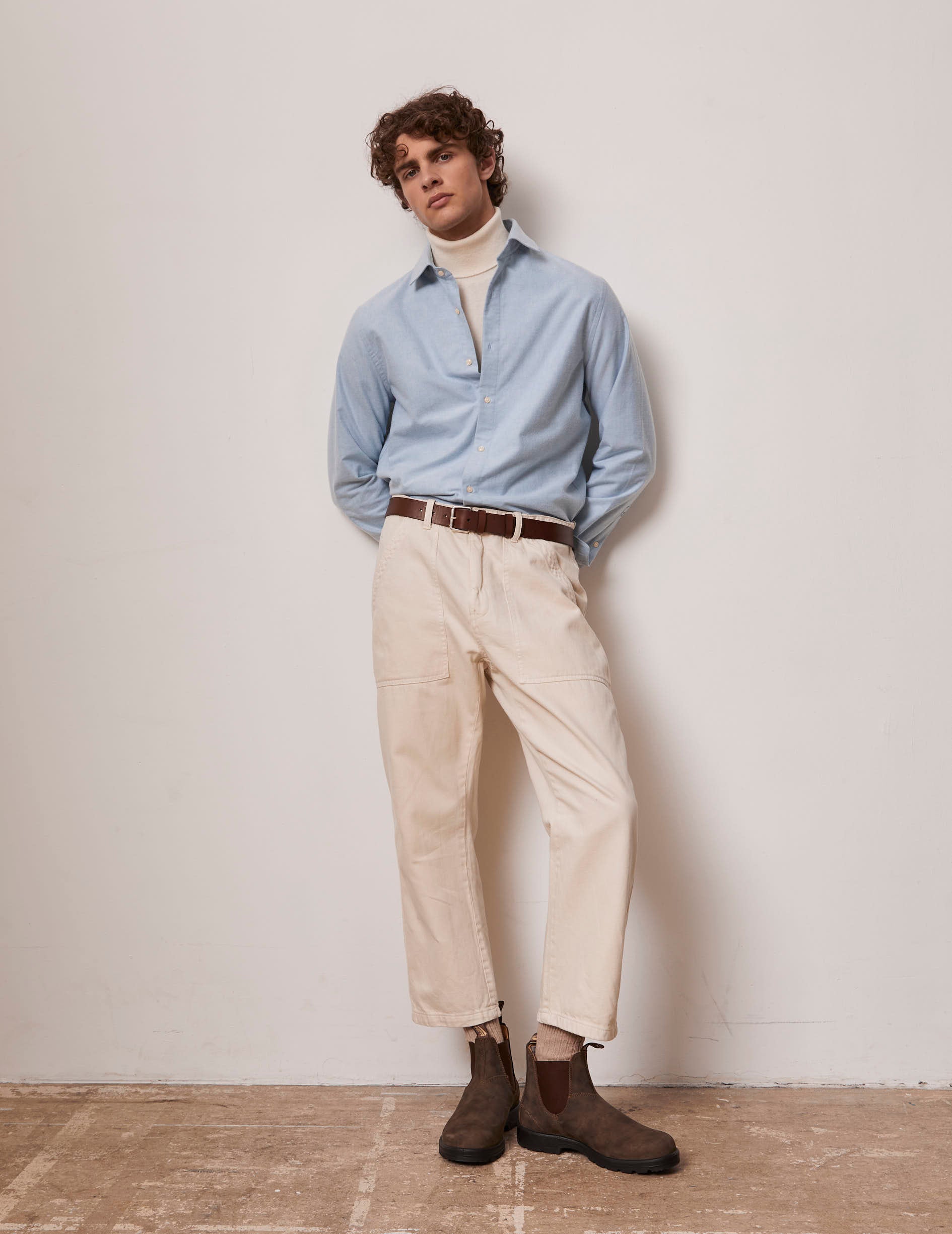 Light blue Auguste shirt - Oxford gratté - French Collar