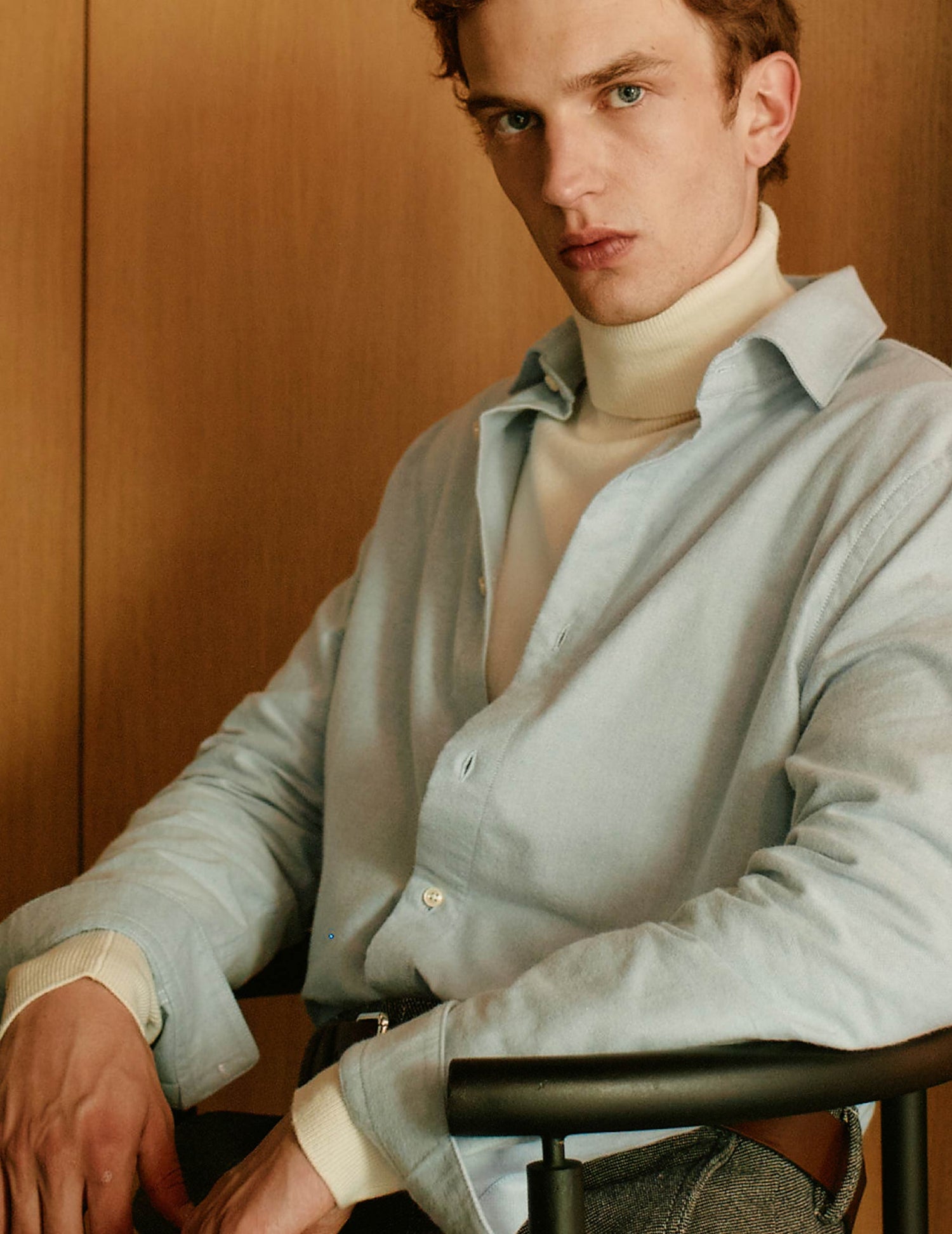 Light blue Auguste shirt - Oxford gratté - French Collar