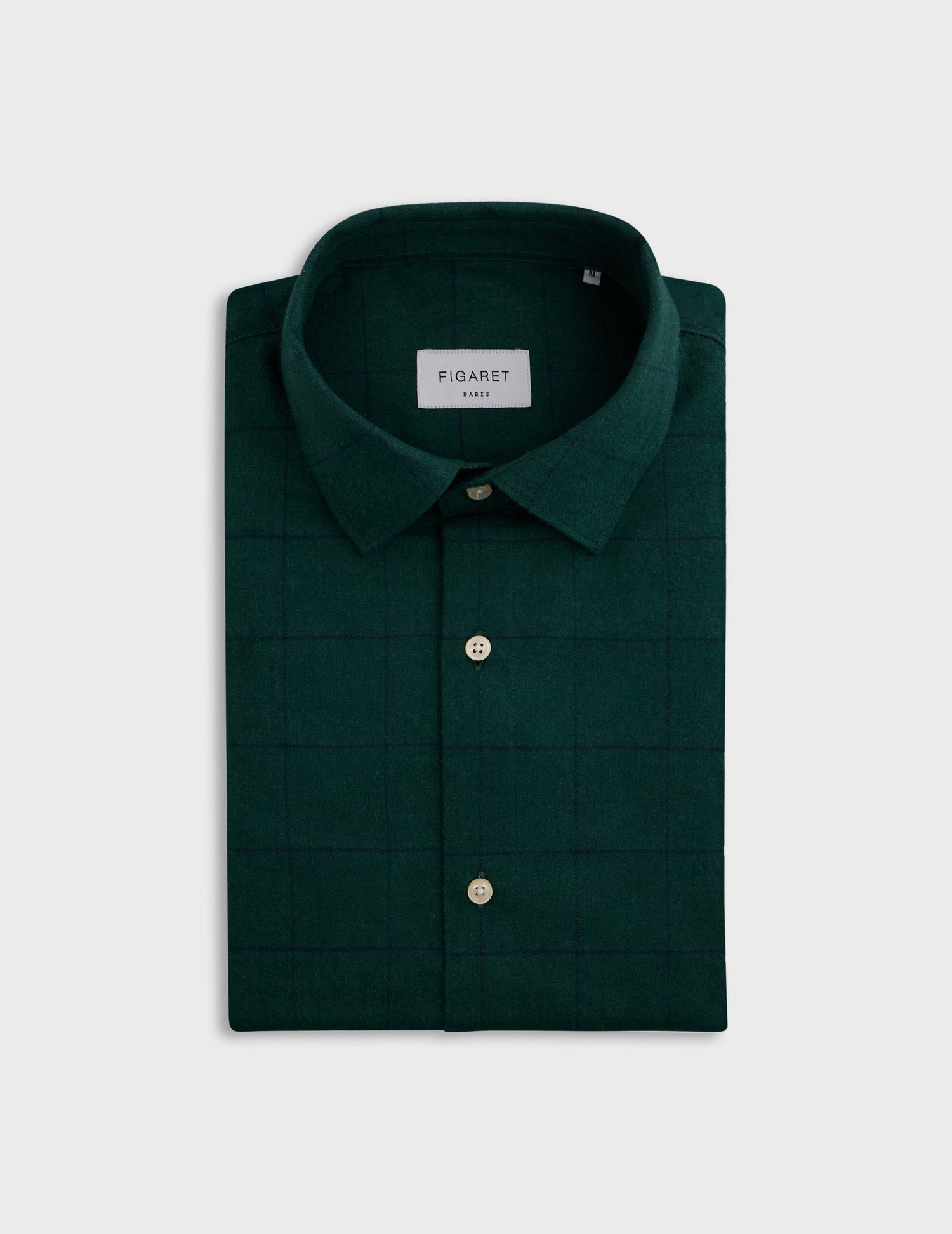 Chemise Auguste à carreaux verts - Flanelle - Col Français#4