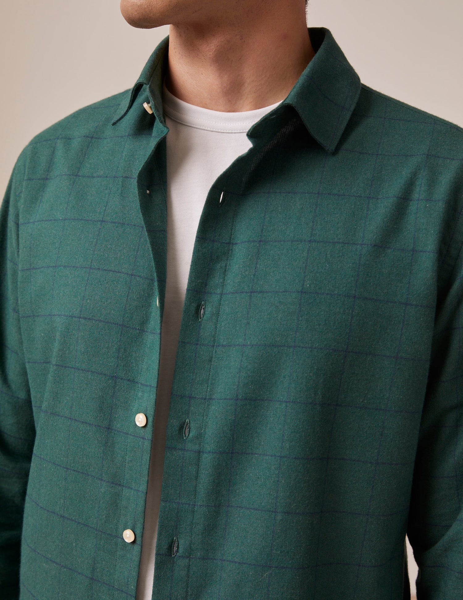 Green checked Auguste shirt - Flannel - French Collar#3