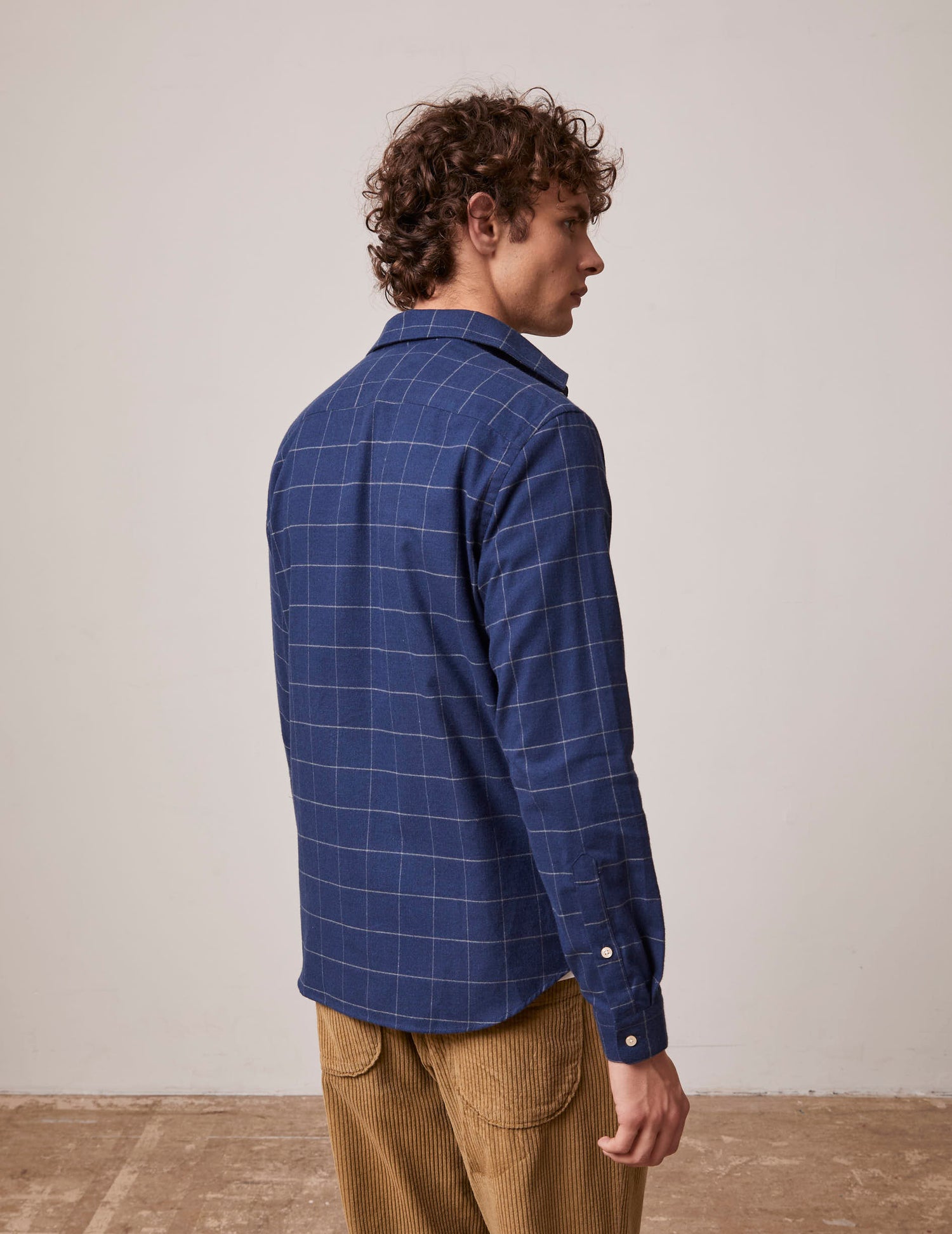 Chemise Auguste à carreaux bleu marine - Flanelle - Col Français#3