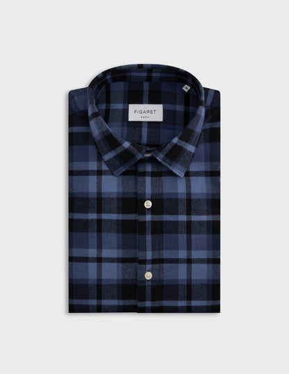 Navy blue checked Auguste shirt