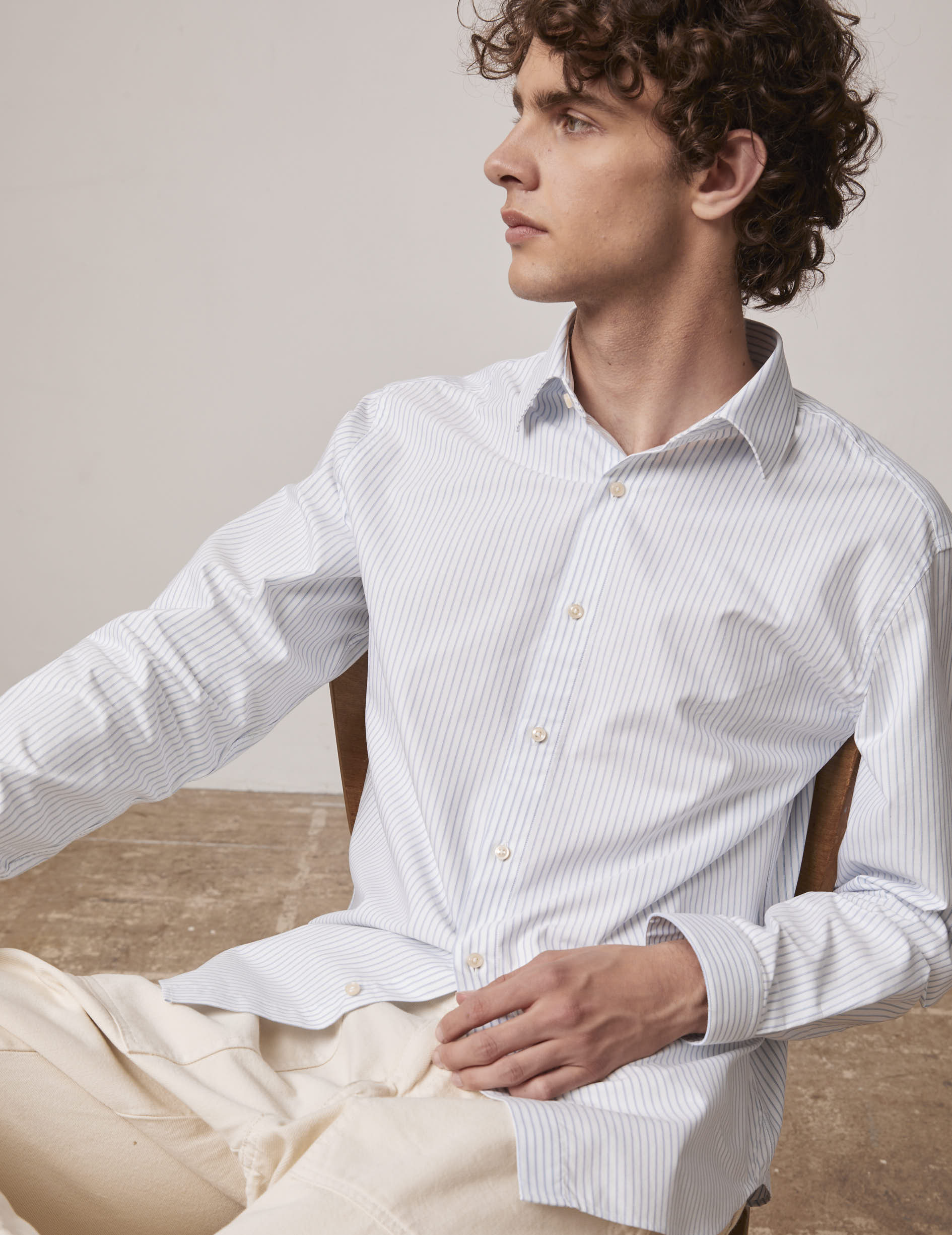 Blue striped Auguste shirt - Oxford - French Collar