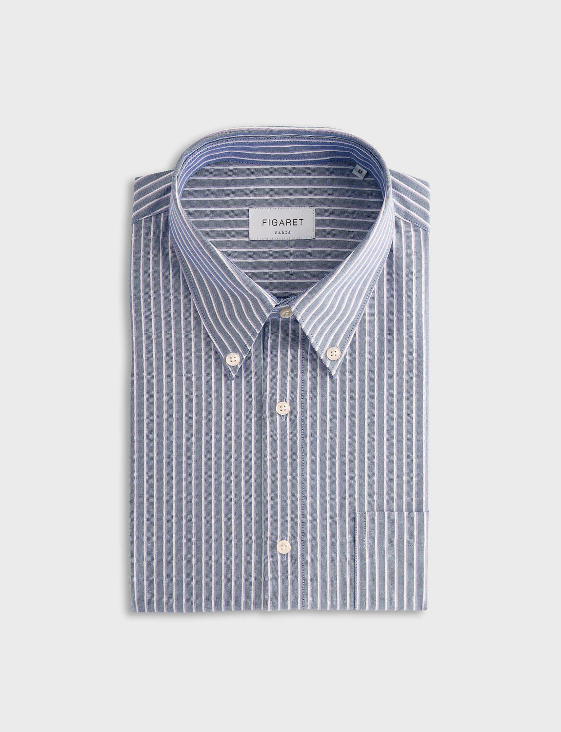 Chemise Aurélien rayée marine - Oxford - Col Prodigieux boutonné#5