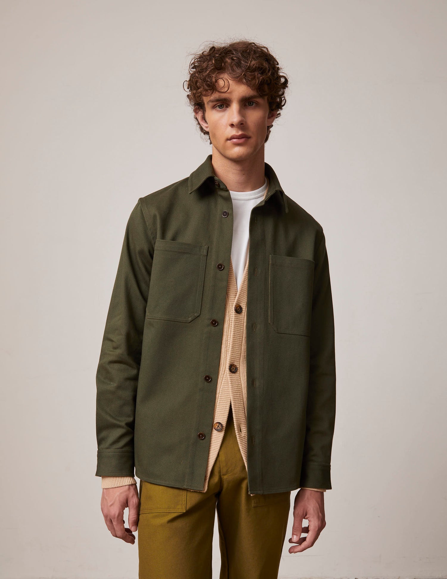 Cameron khaki twill overshirt