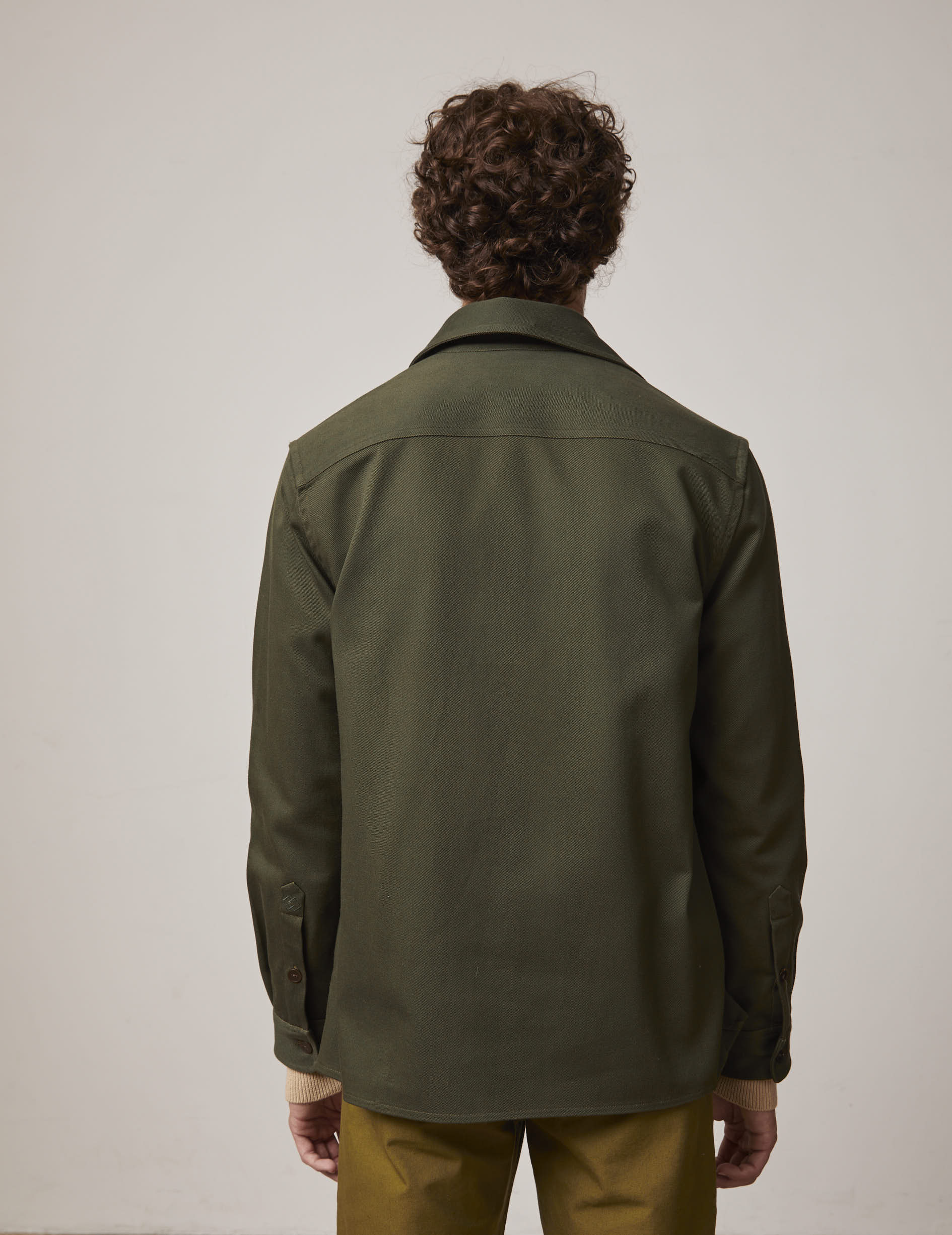 Cameron khaki twill overshirt - Shirt Collar