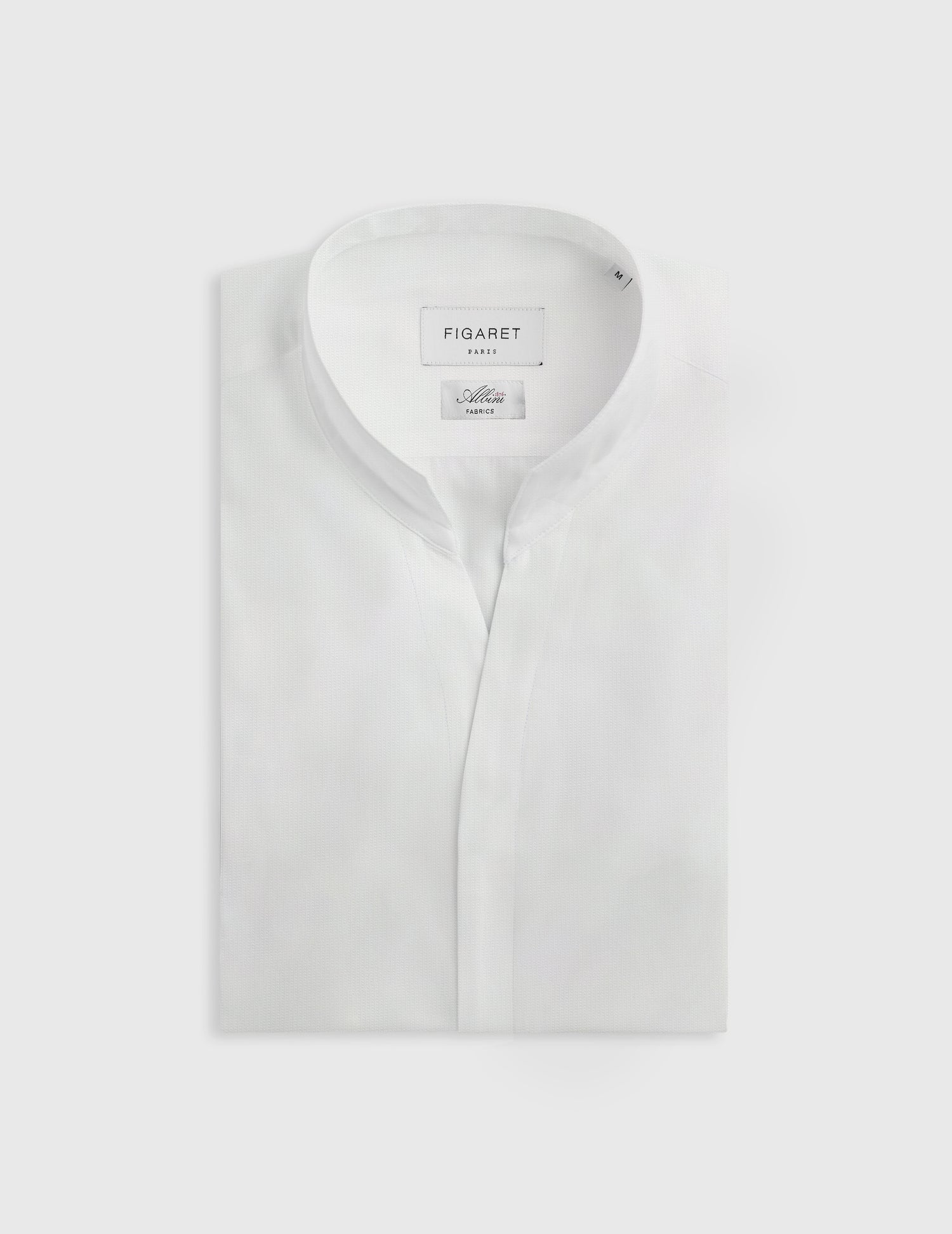 Hidden button placket white Carl shirt - fashioned - Droit ouvert Collar#4