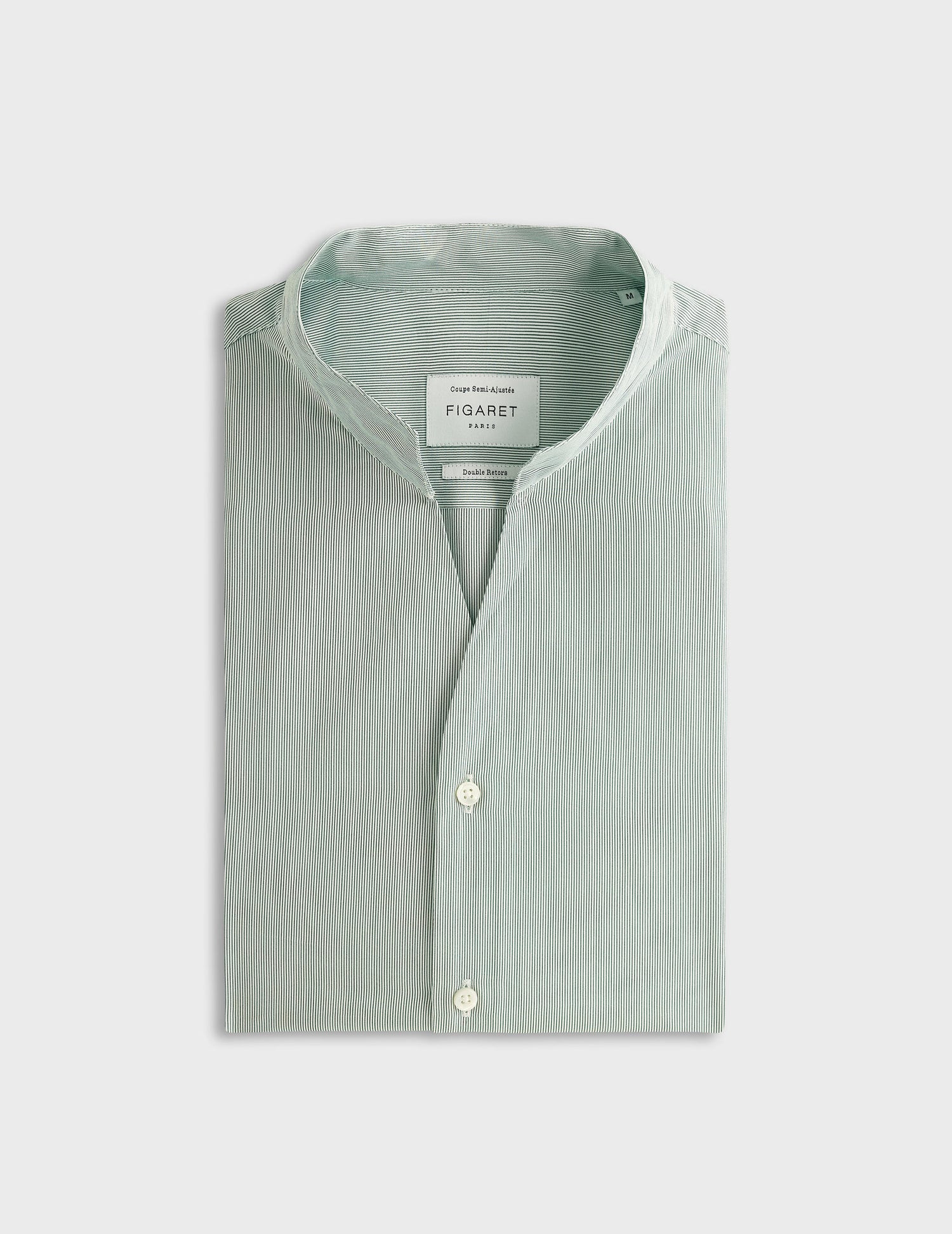 Green striped Carl shirt - Poplin - Open straight Collar#4