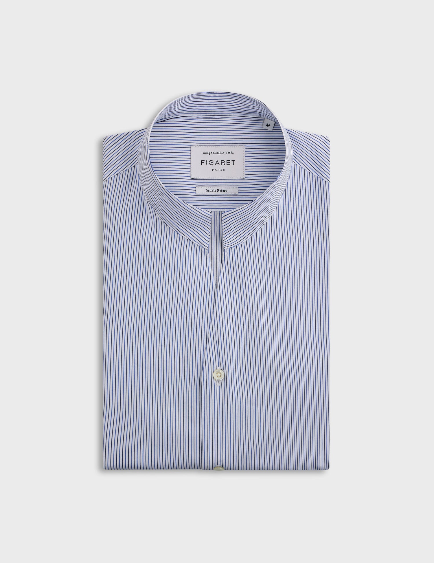 Blue striped Carl shirt - Poplin - Droit ouvert Collar#4