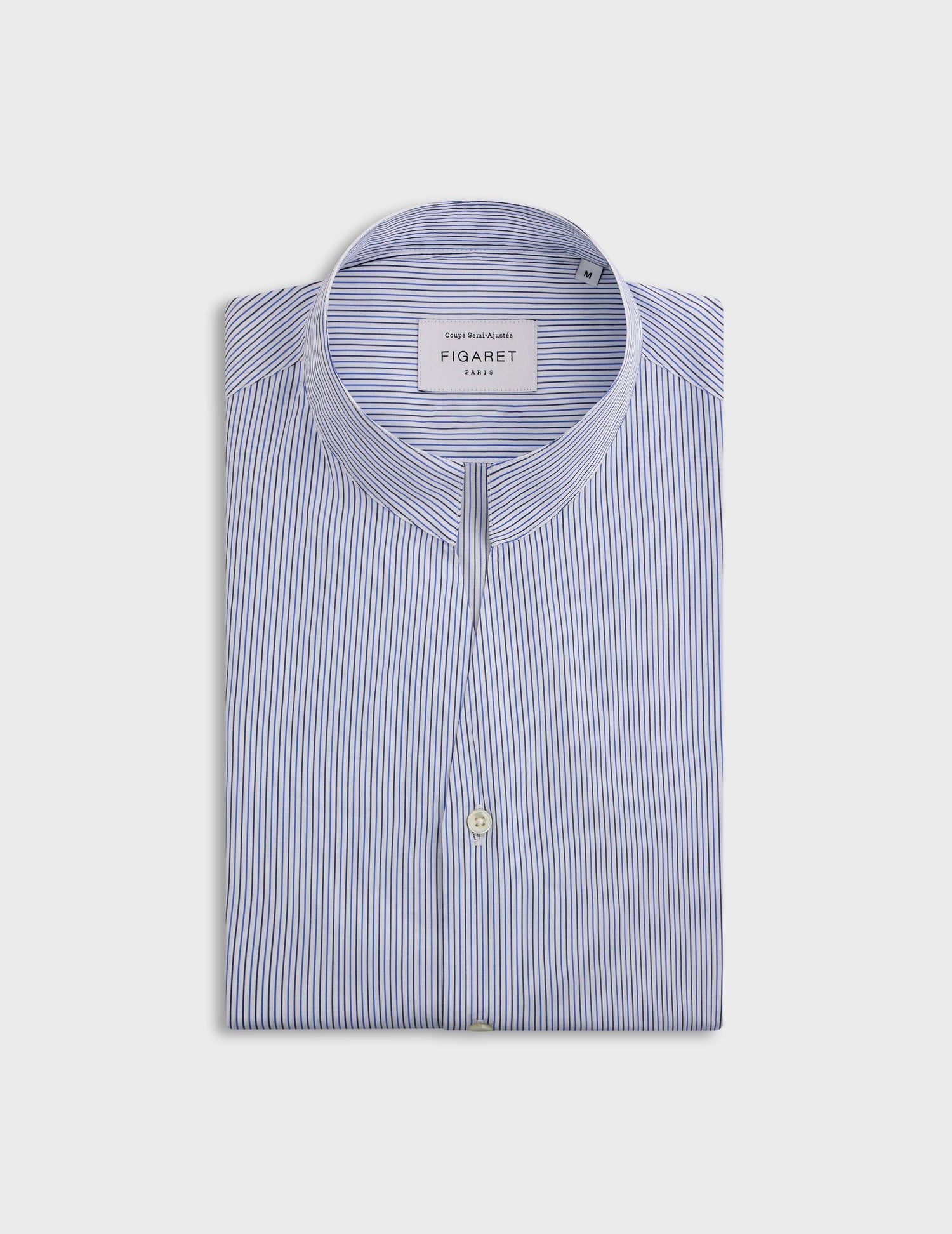 Blue striped Carl shirt - Poplin - Open straight Collar#4