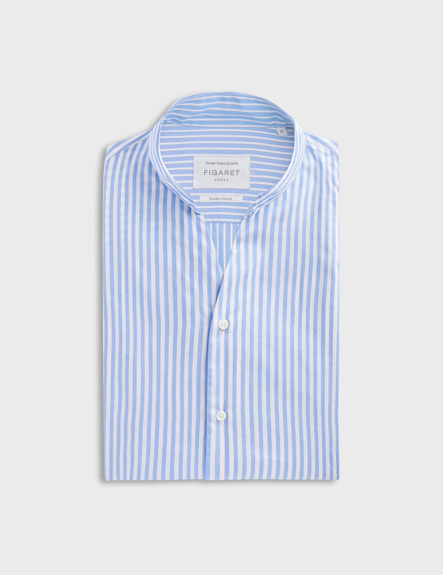 Blue striped Carl shirt - Poplin - Open Straight Collar#3