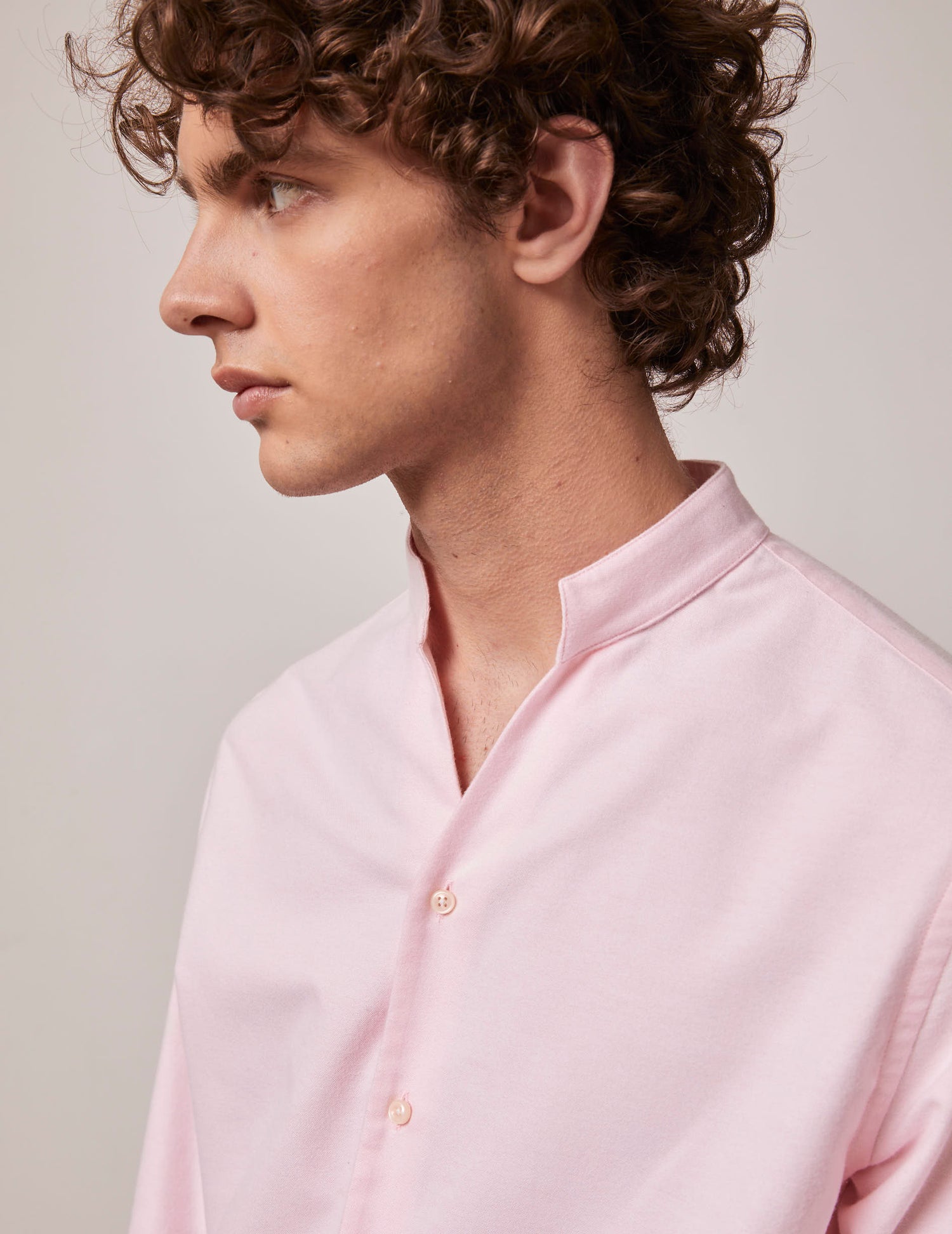 Pink Carl shirt - Oxford gratté - Droit ouvert Collar#4