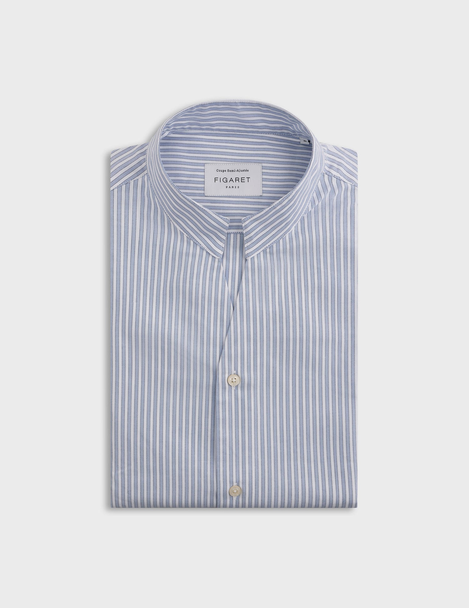 Blue striped Carl shirt - Oxford - Open straight Collar#3