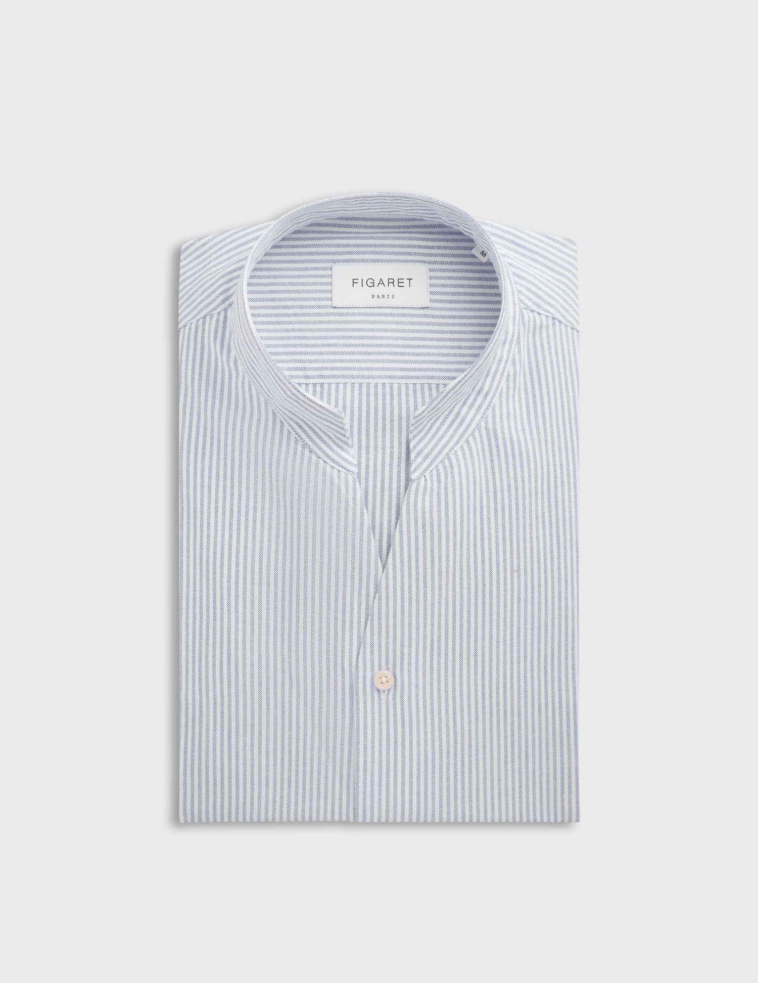 Navy blue striped Carl shirt - Brushed oxford - Open straight Collar#3