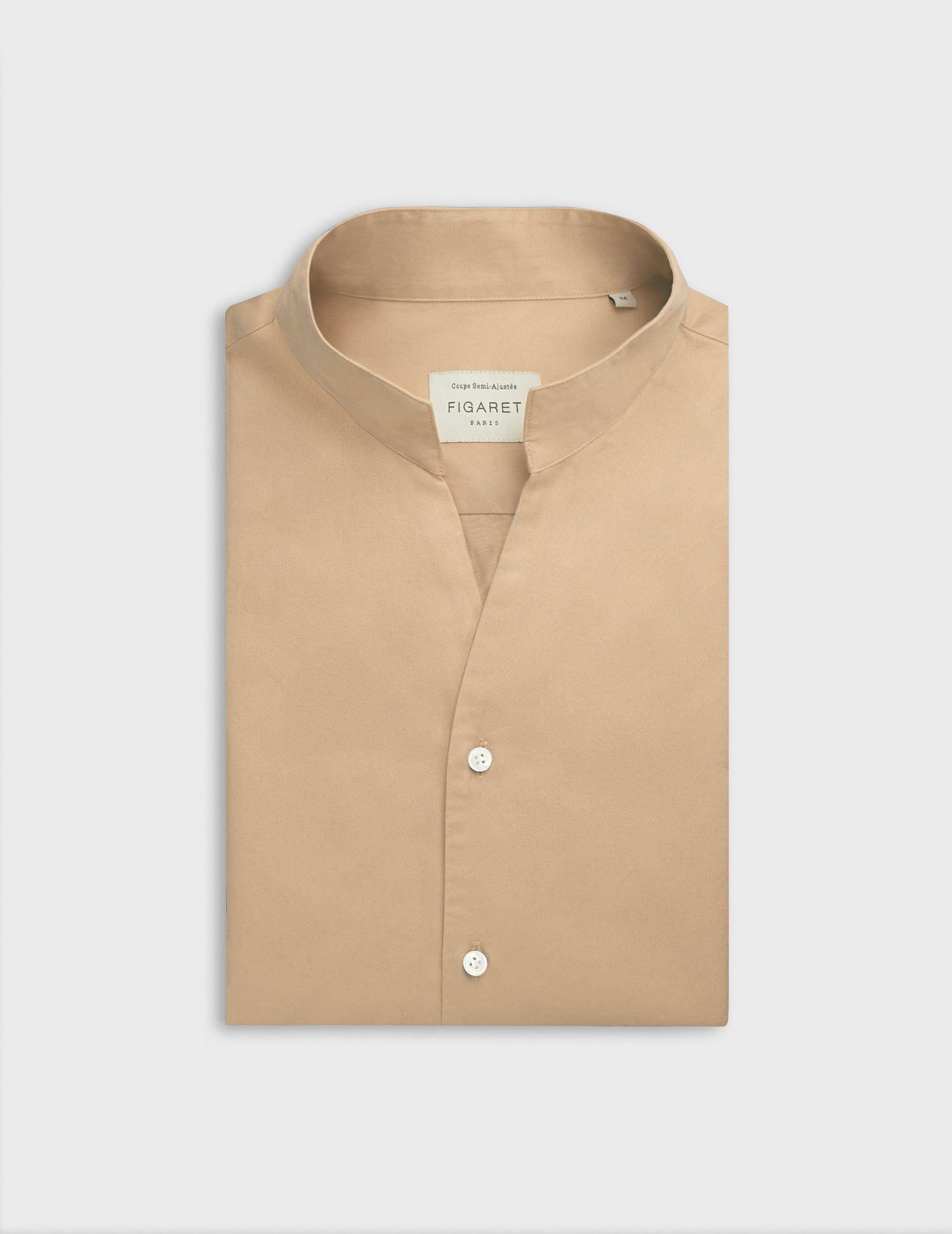 Beige Carl shirt - Twill - Open Straight Collar#4