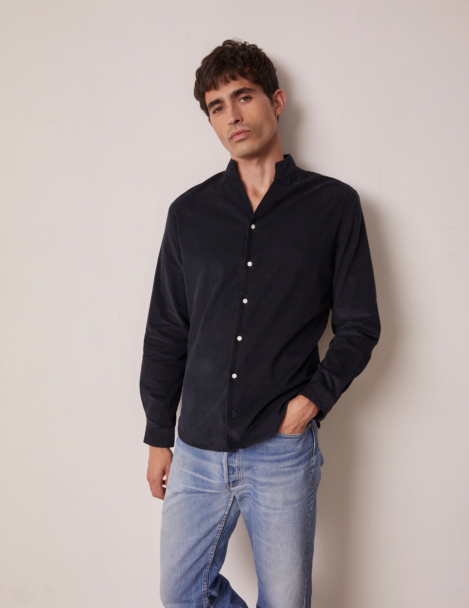 Navy blue Carl shirt - Velvet - Carl Collar#3