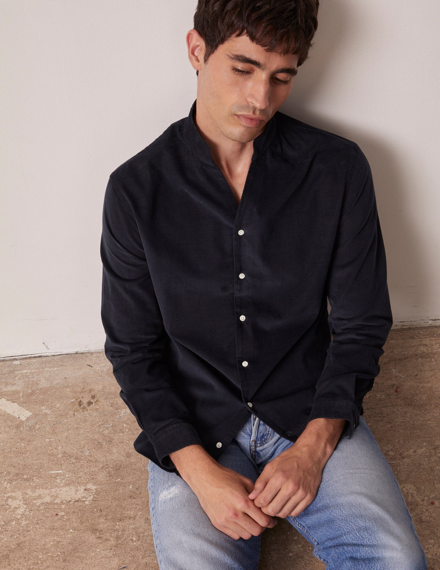 Navy blue Carl shirt - Velvet - Carl Collar