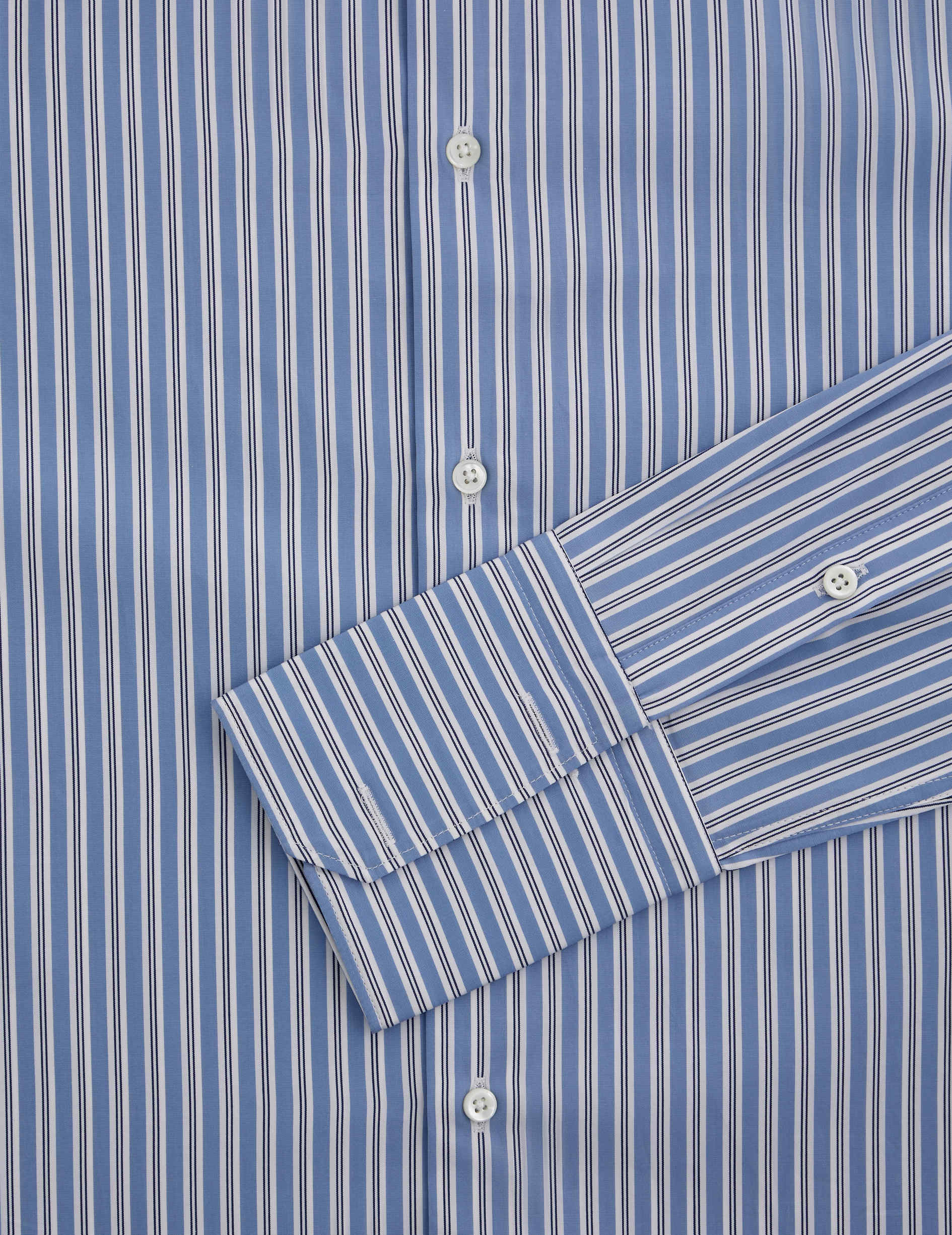 fitted Blue striped shirt - Poplin - Figaret Collar - Musketeers Cuffs