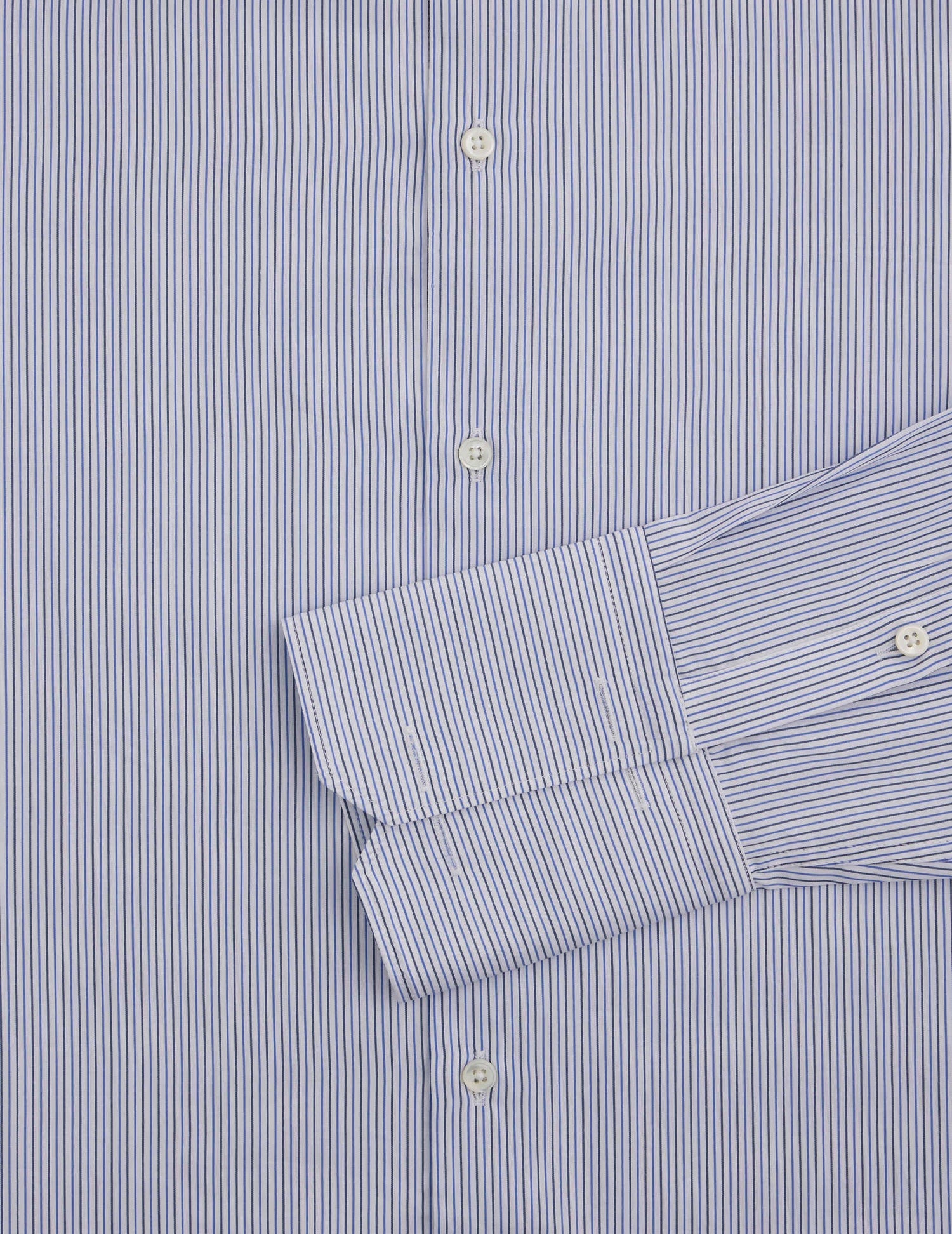 semi-fitted Blue striped shirt - Poplin - Figaret Collar - Musketeers Cuffs#2