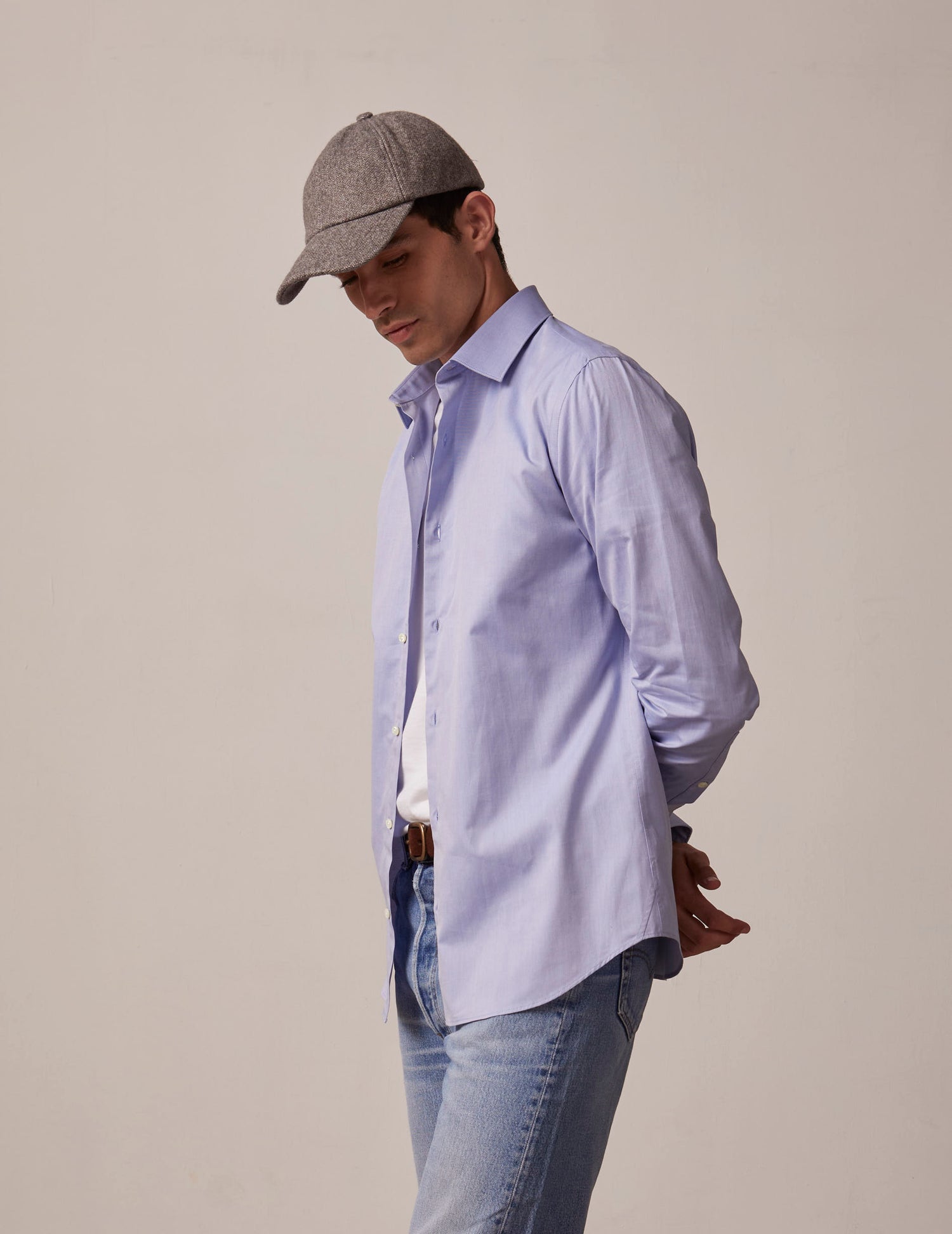 fitted Blue shirt - dobby - Figaret Collar#3