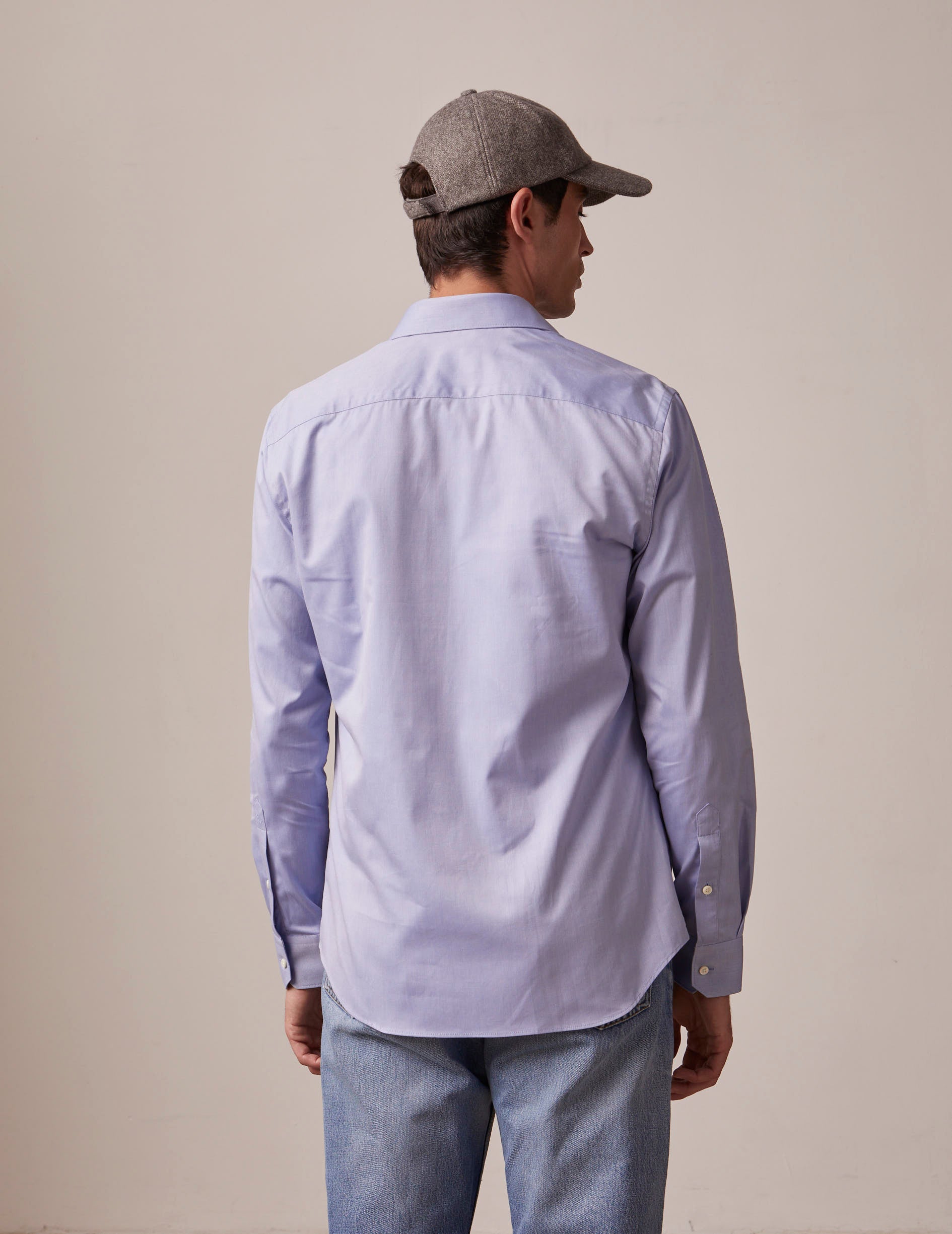 fitted Blue shirt - dobby - Figaret Collar