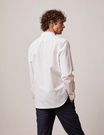 semi-fitted White hidden button placket shirt 