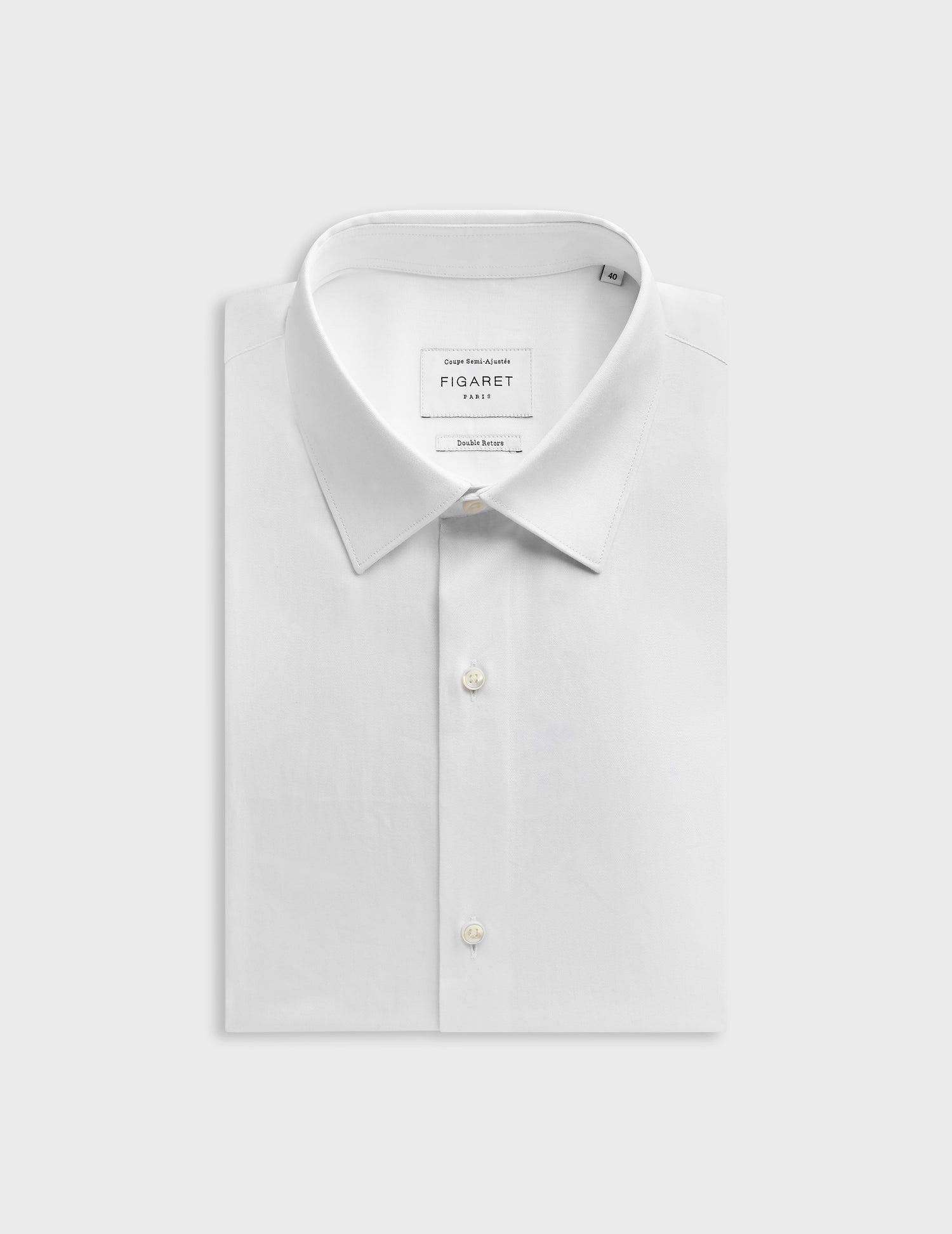 White semi-fitted shirt - Chevron - Figaret Collar