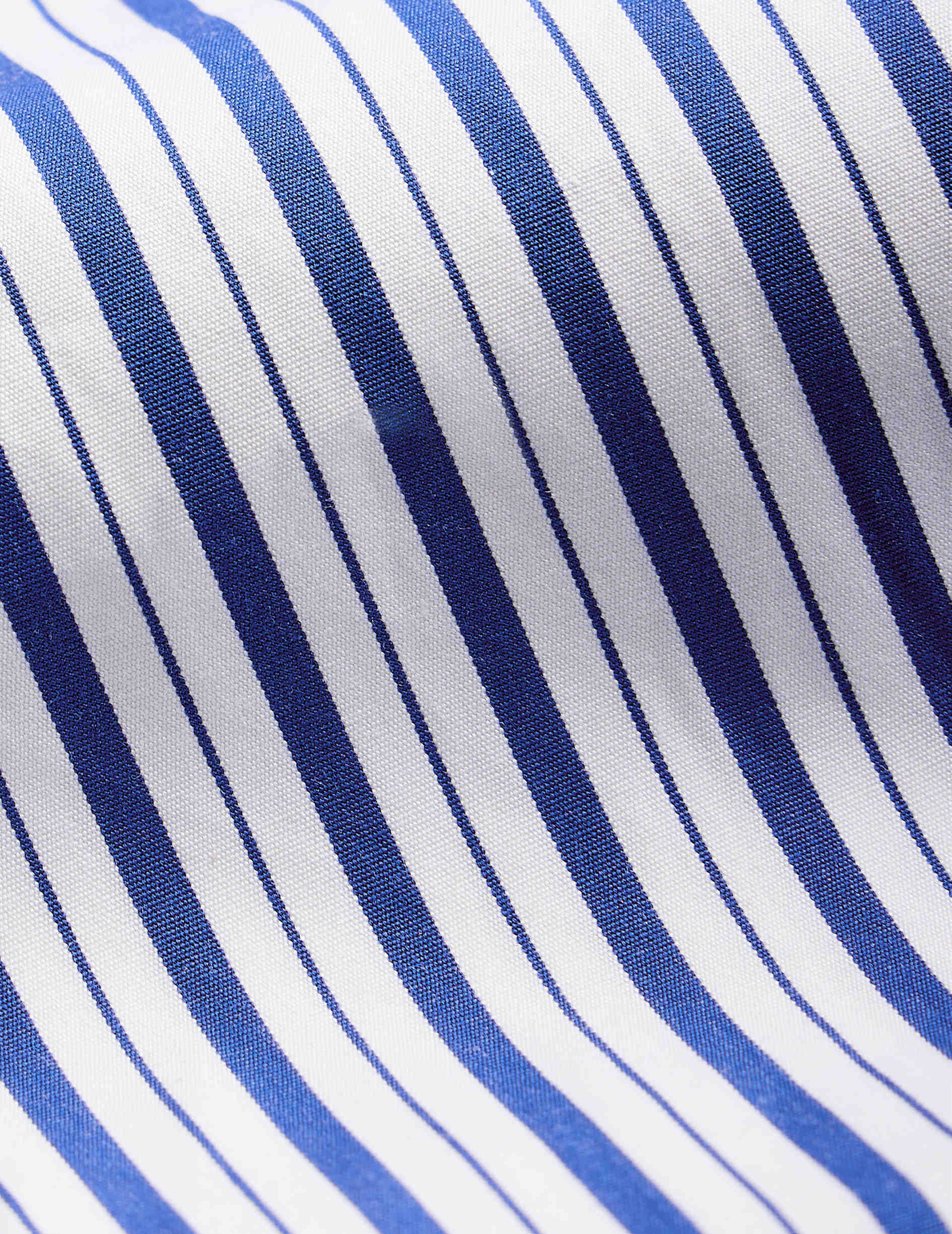 Chemise semi ajustée rayée bleu marine - Popeline - Col Figaret