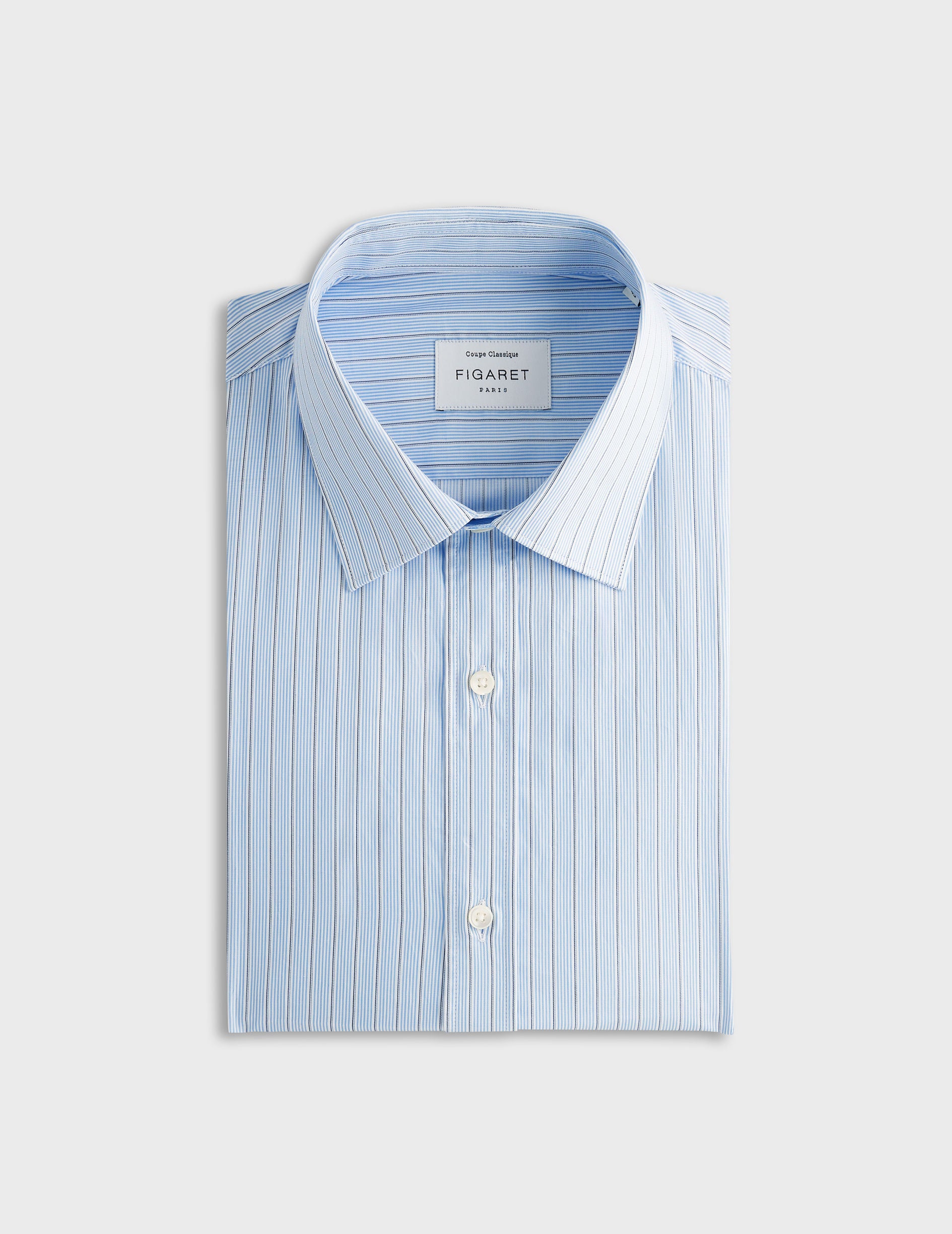 classic Blue striped shirt - Twill - Figaret Collar