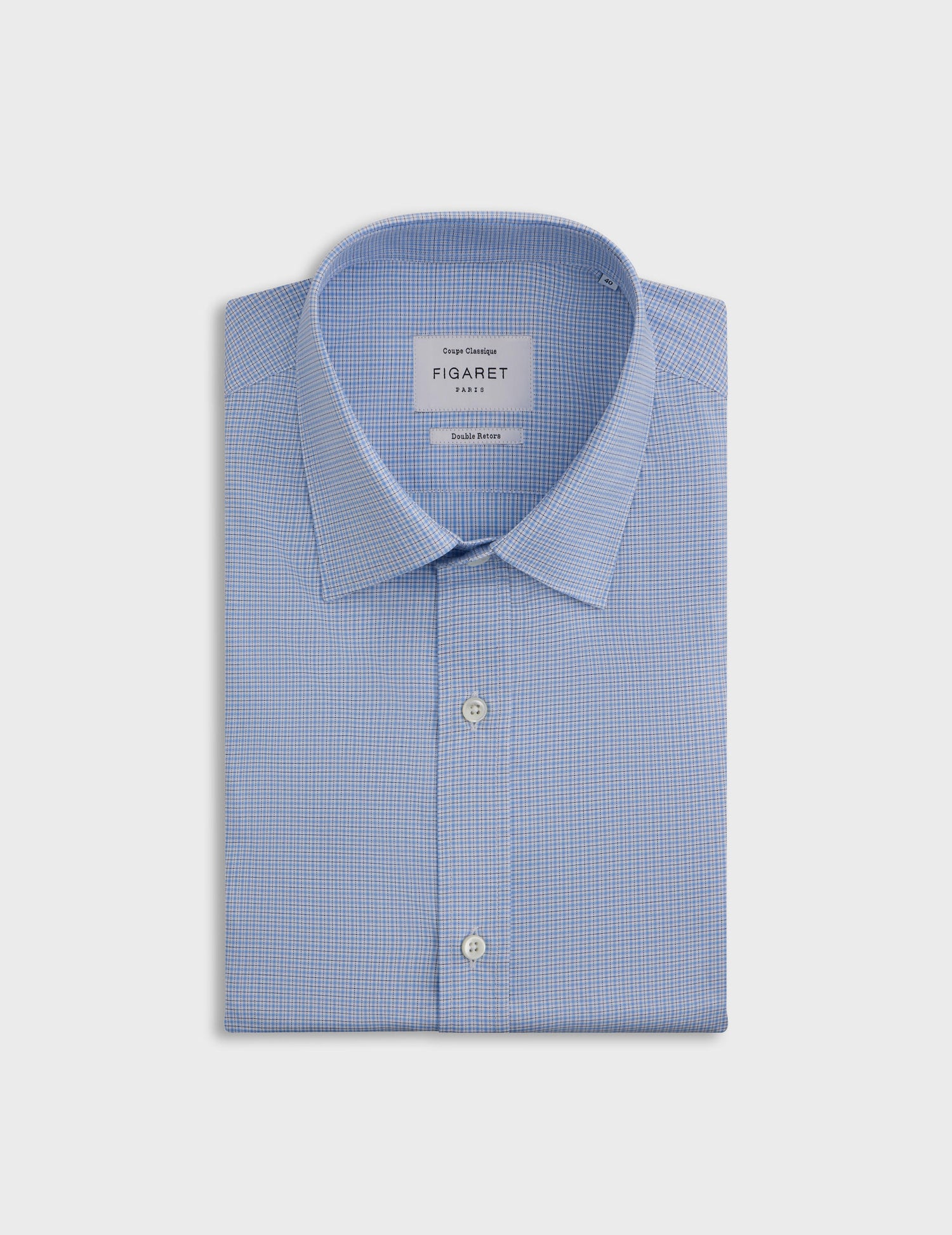 classic Blue checked shirt - Twill - Figaret Collar