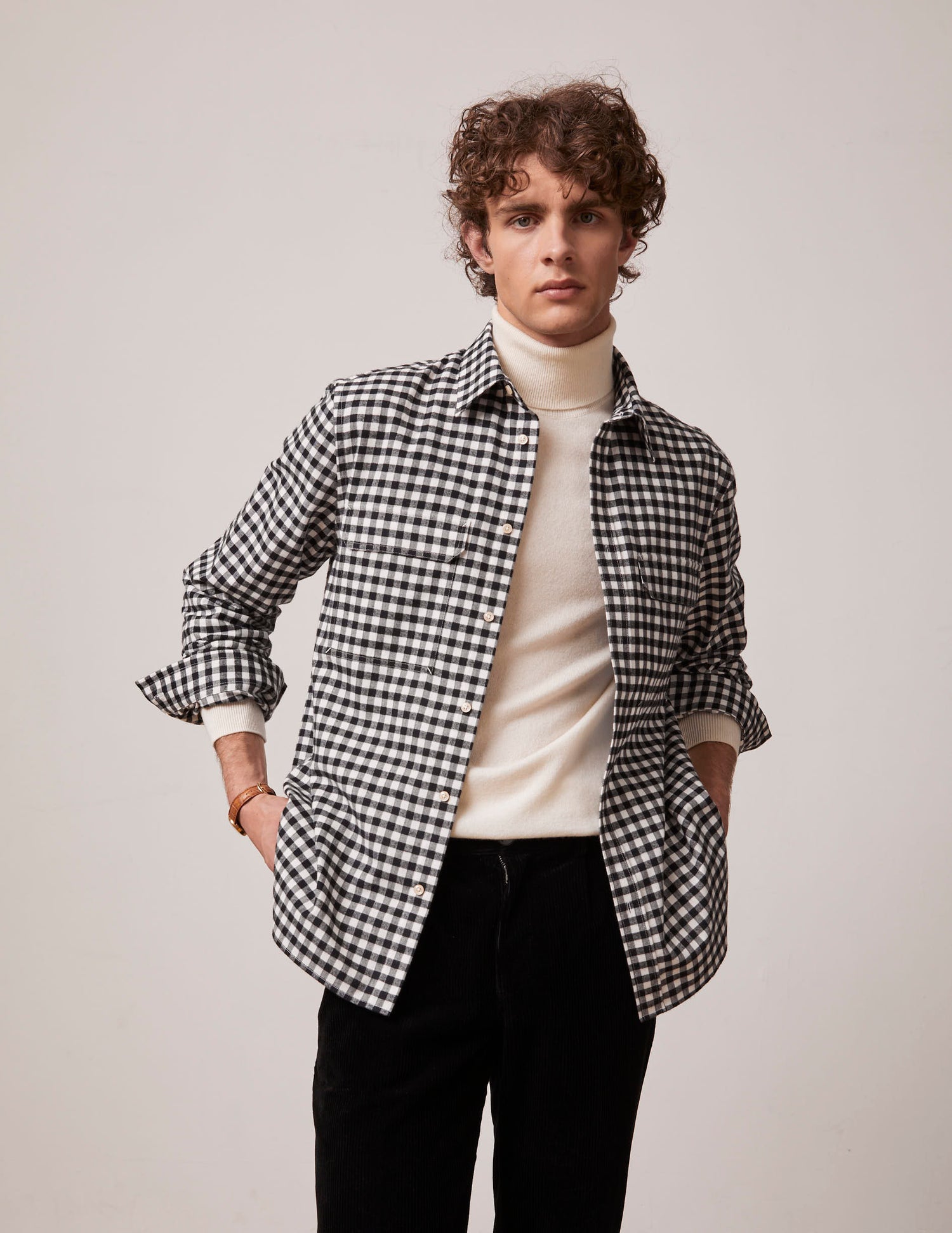 Black checked Florian shirt - Flannel - French Collar