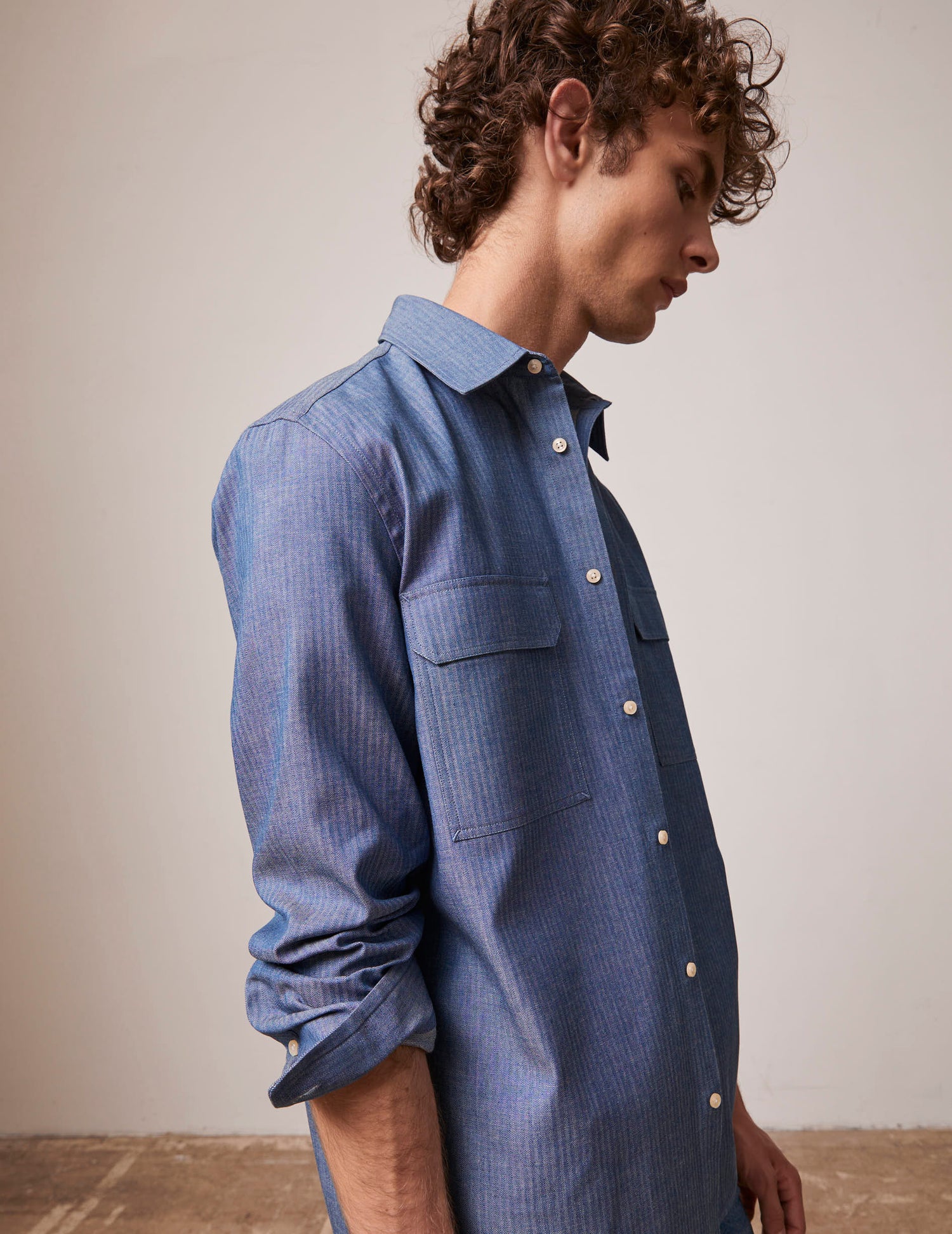 Blue denim Florian shirt - Denim - French Collar#3