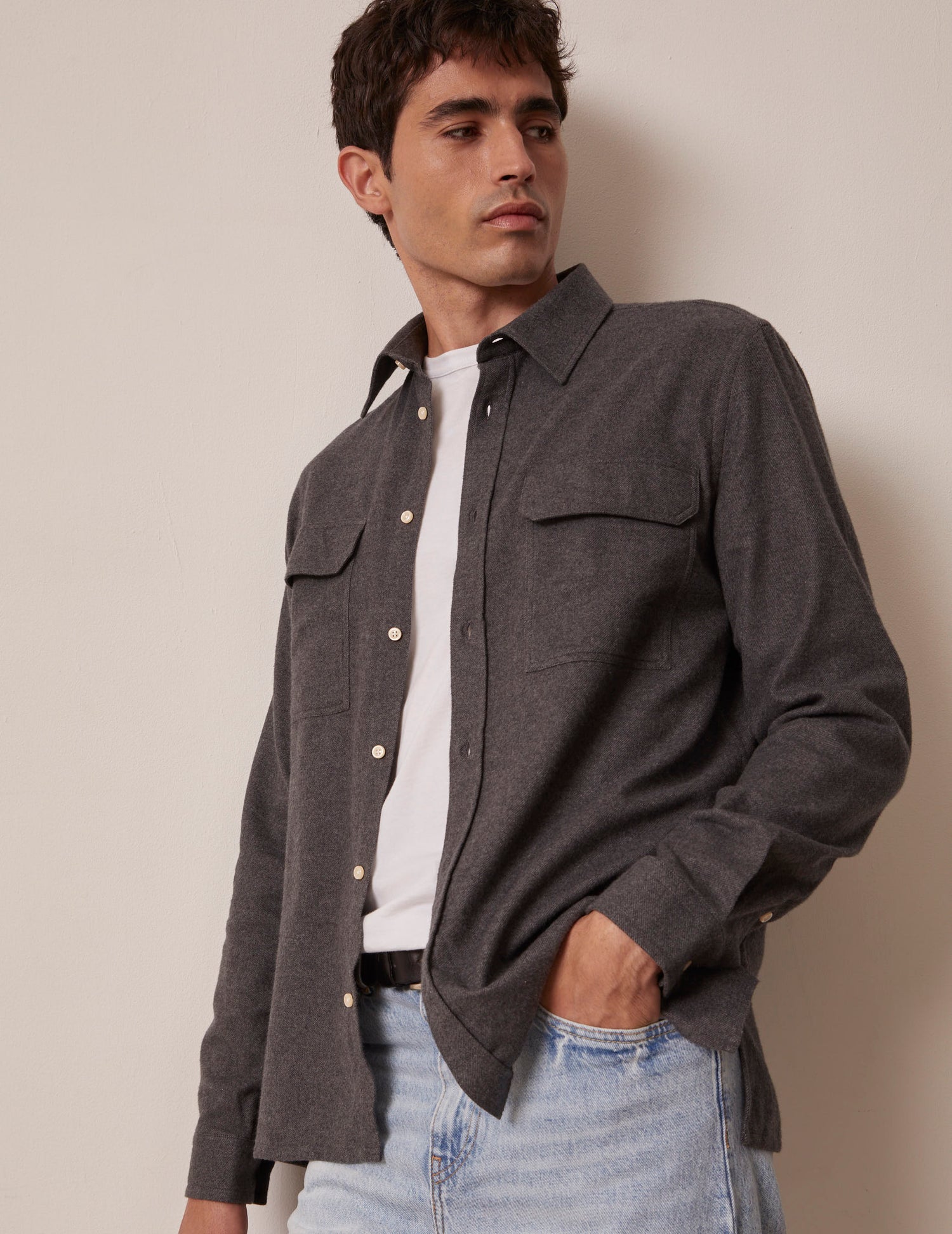 Gray Florian shirt - Flannel - French Collar#2