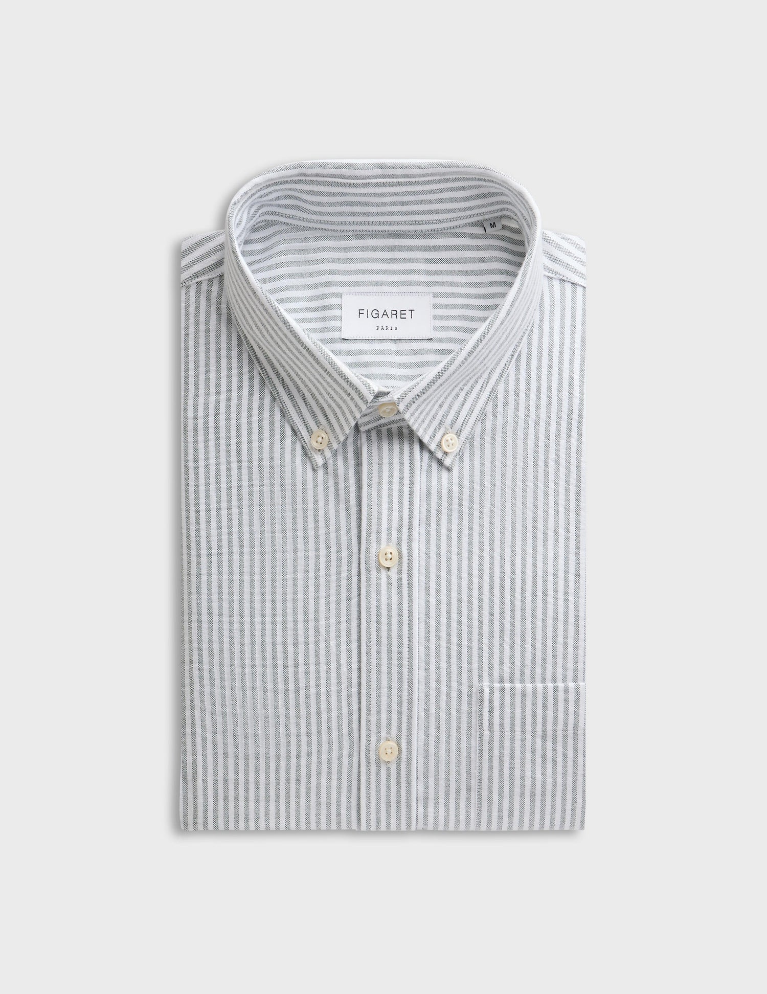 Green striped Gabriel shirt - Oxford gratté - American Collar#5