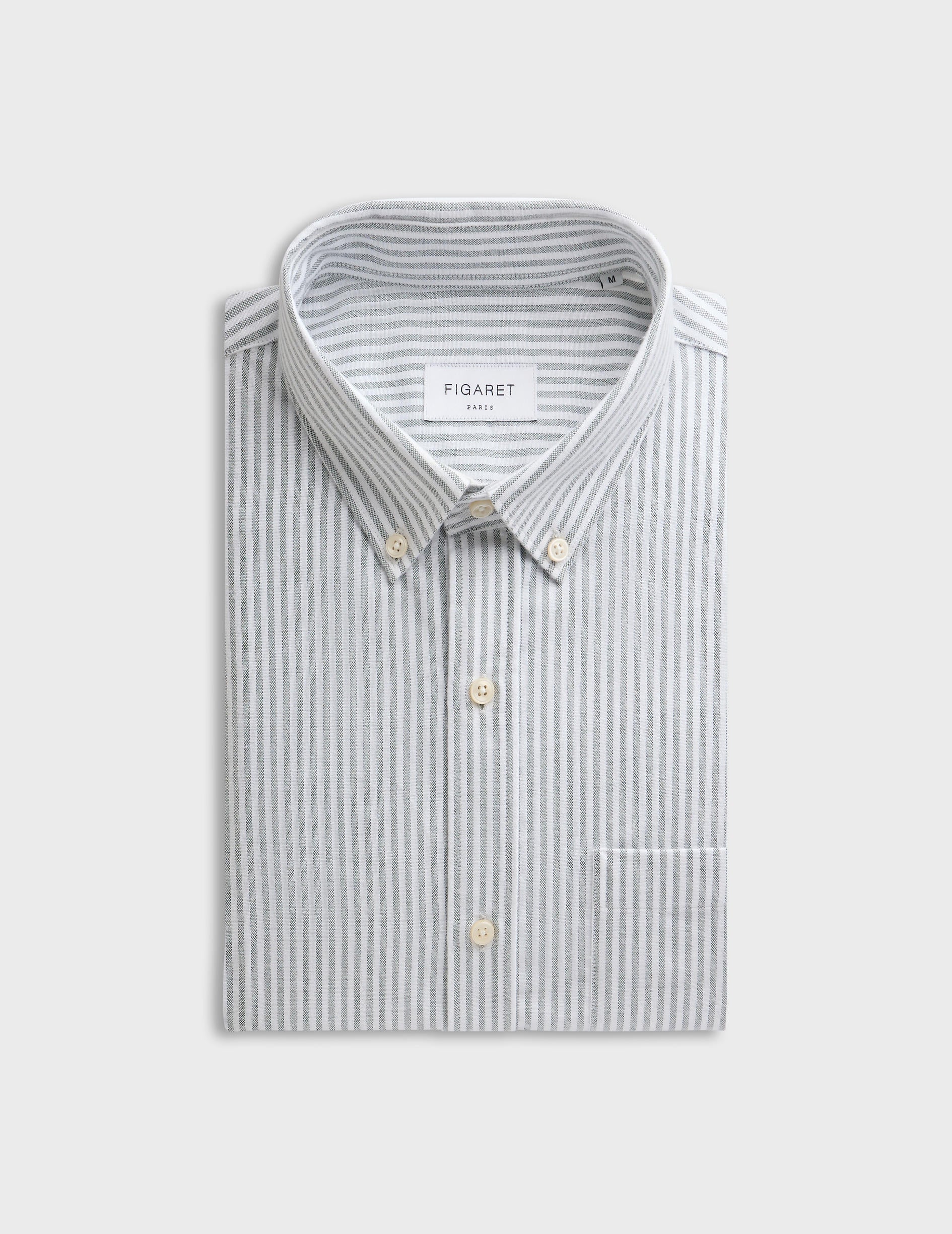 Green striped Gabriel shirt - Oxford gratté - American Collar