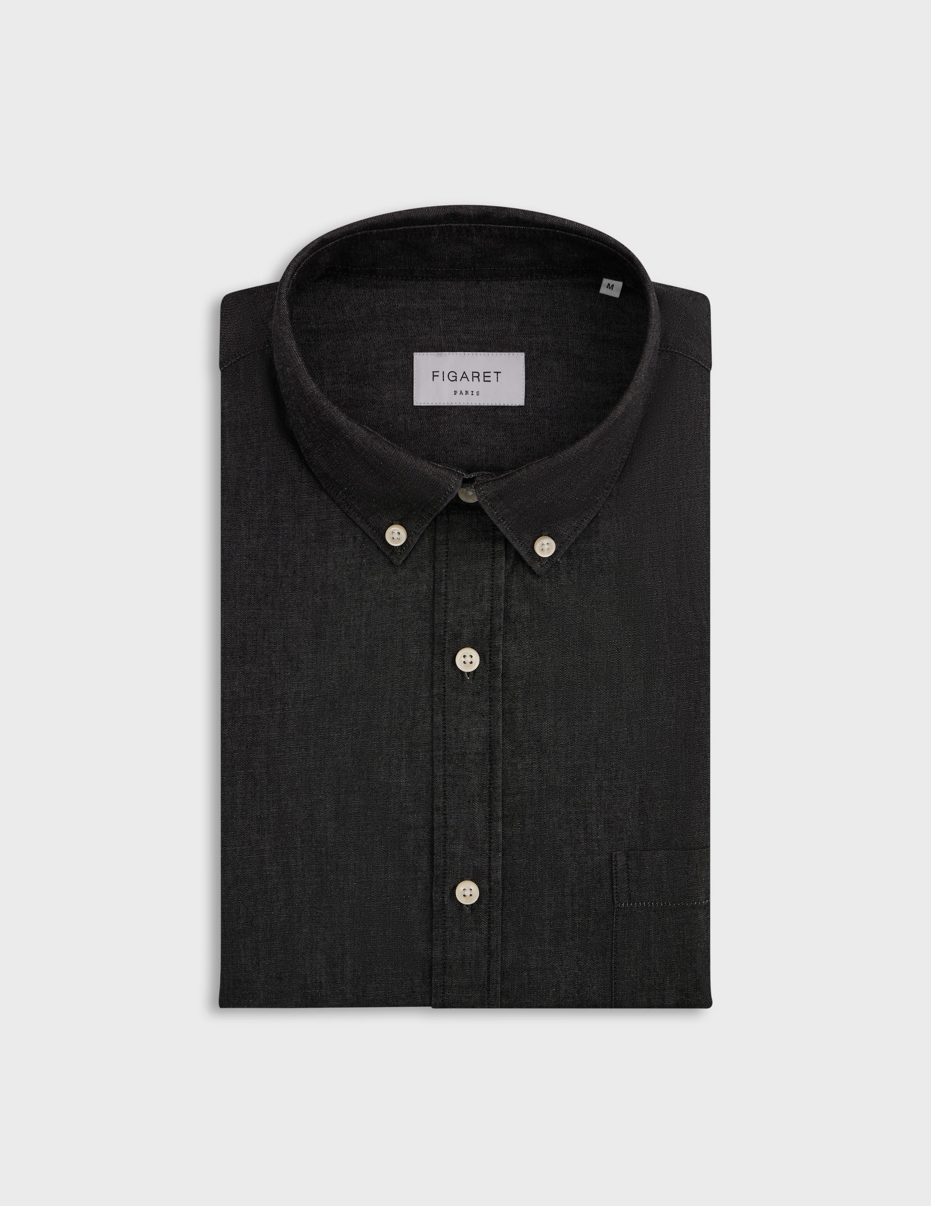 Chemise Gabriel en denim noir - Denim - Col Américain