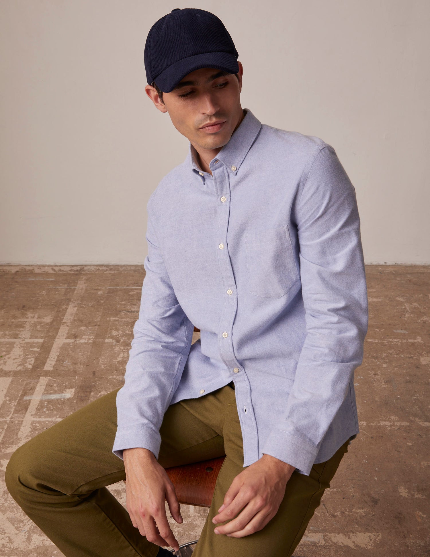 Blue Gabriel shirt - Oxford gratté - American Collar