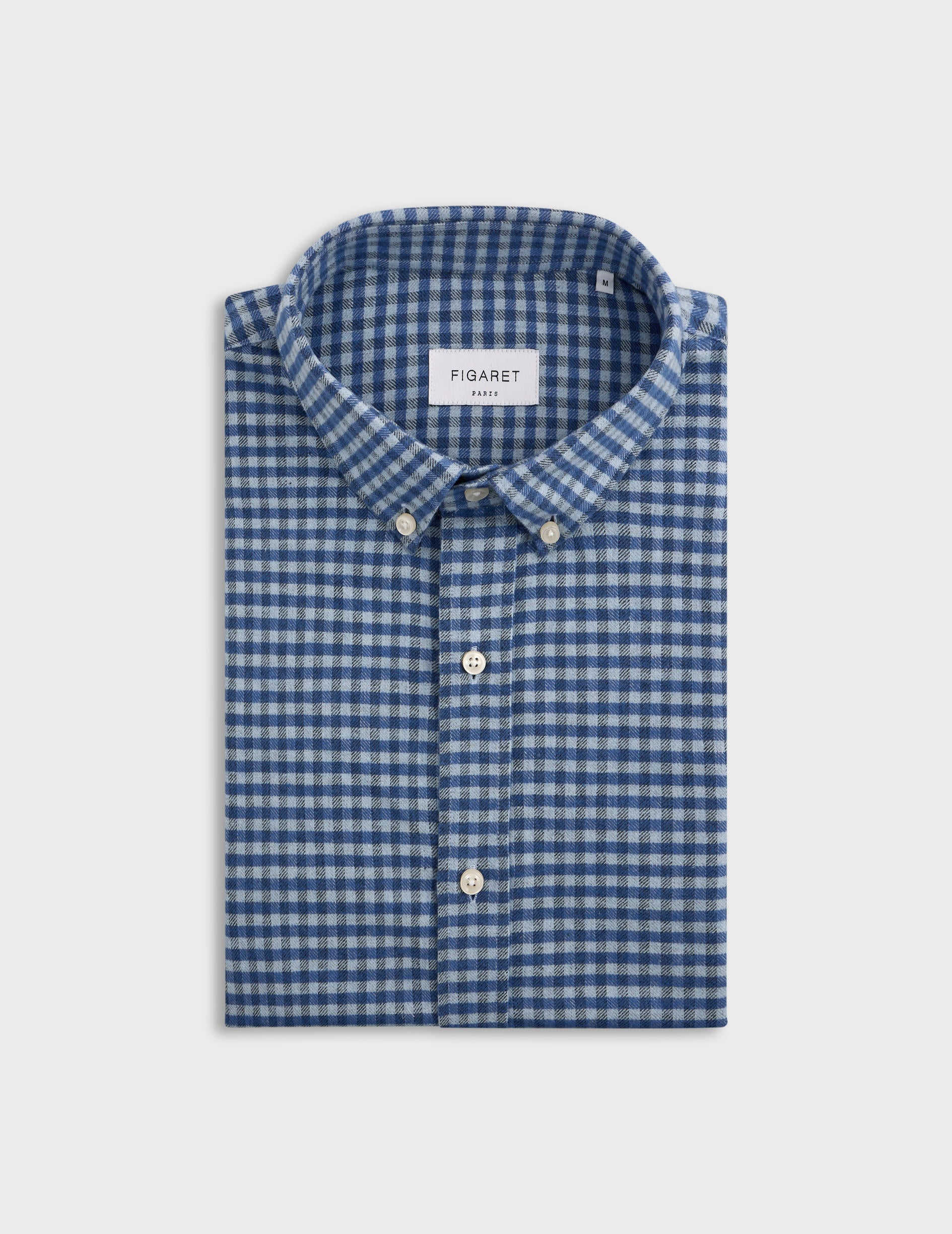 Chemise Gaspard à carreaux bleus - Flanelle - Col Américain