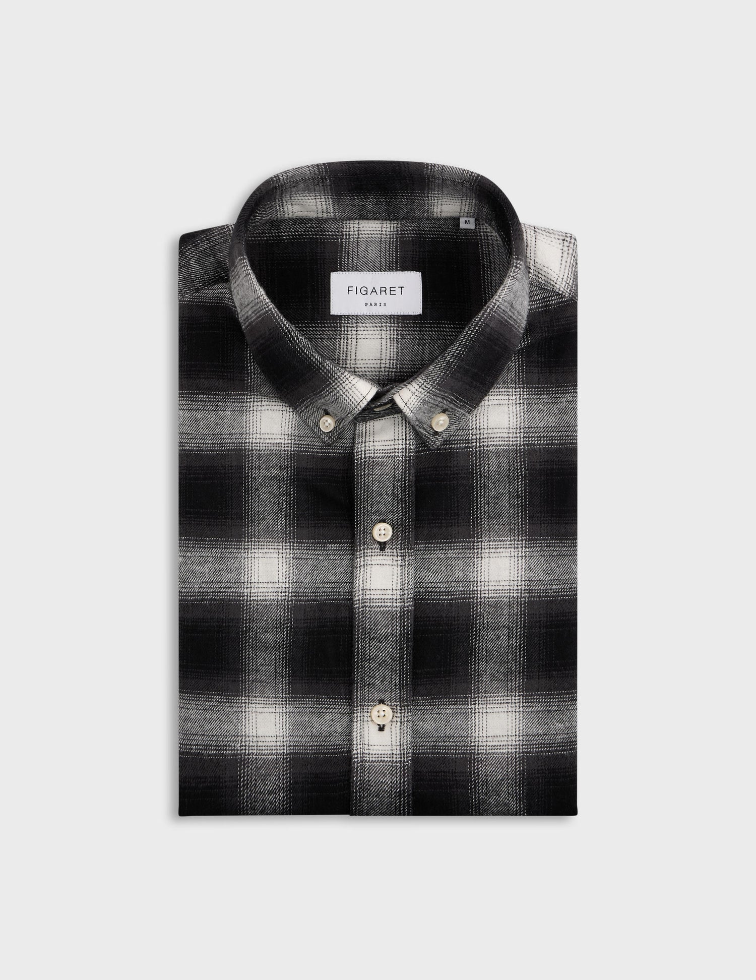 Chemise Gaspard à carreaux noirs - Flanelle - Col Américain#4