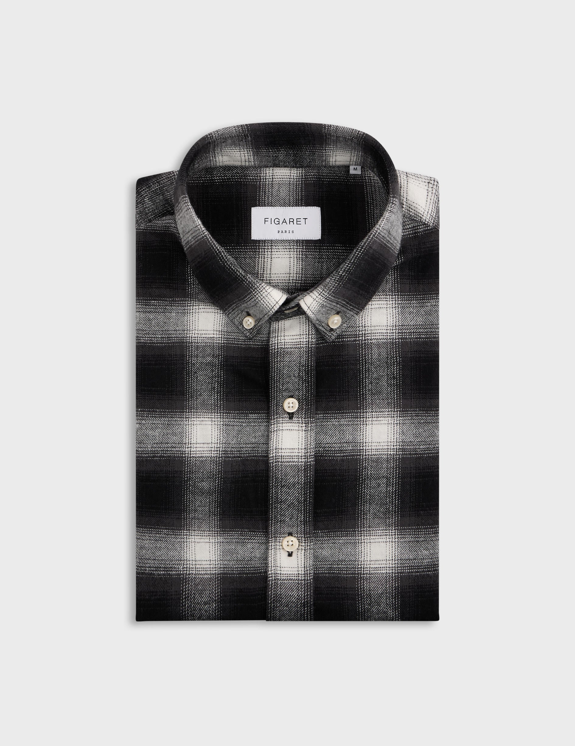 Chemise Gaspard à carreaux noirs - Flanelle - Col Américain