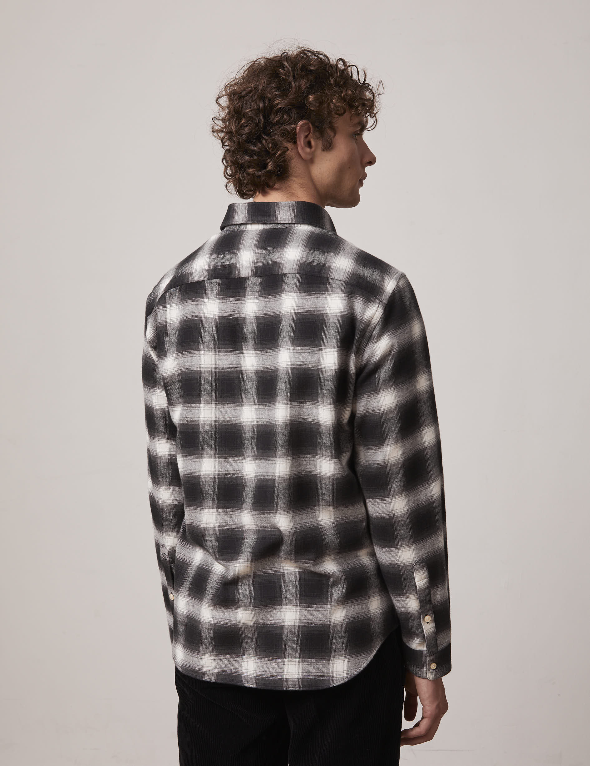 Black checked Gaspard shirt - Flannel - American Collar