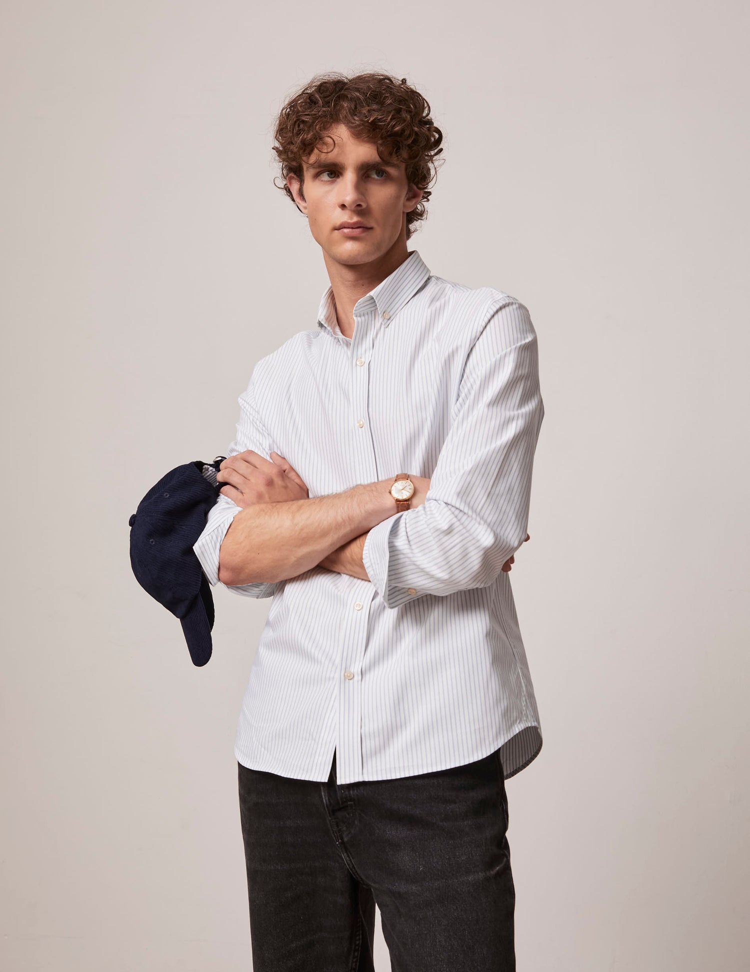 Blue striped Gabriel shirt - Oxford - American Collar