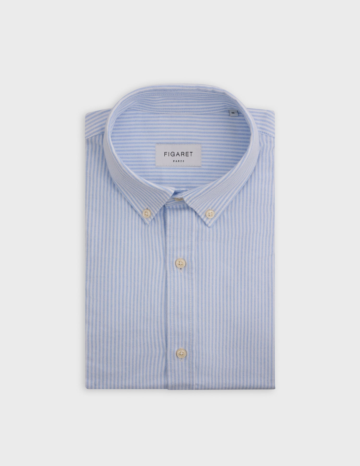 Chemise Gaspard rayée bleue - Oxford - Col Américain#3