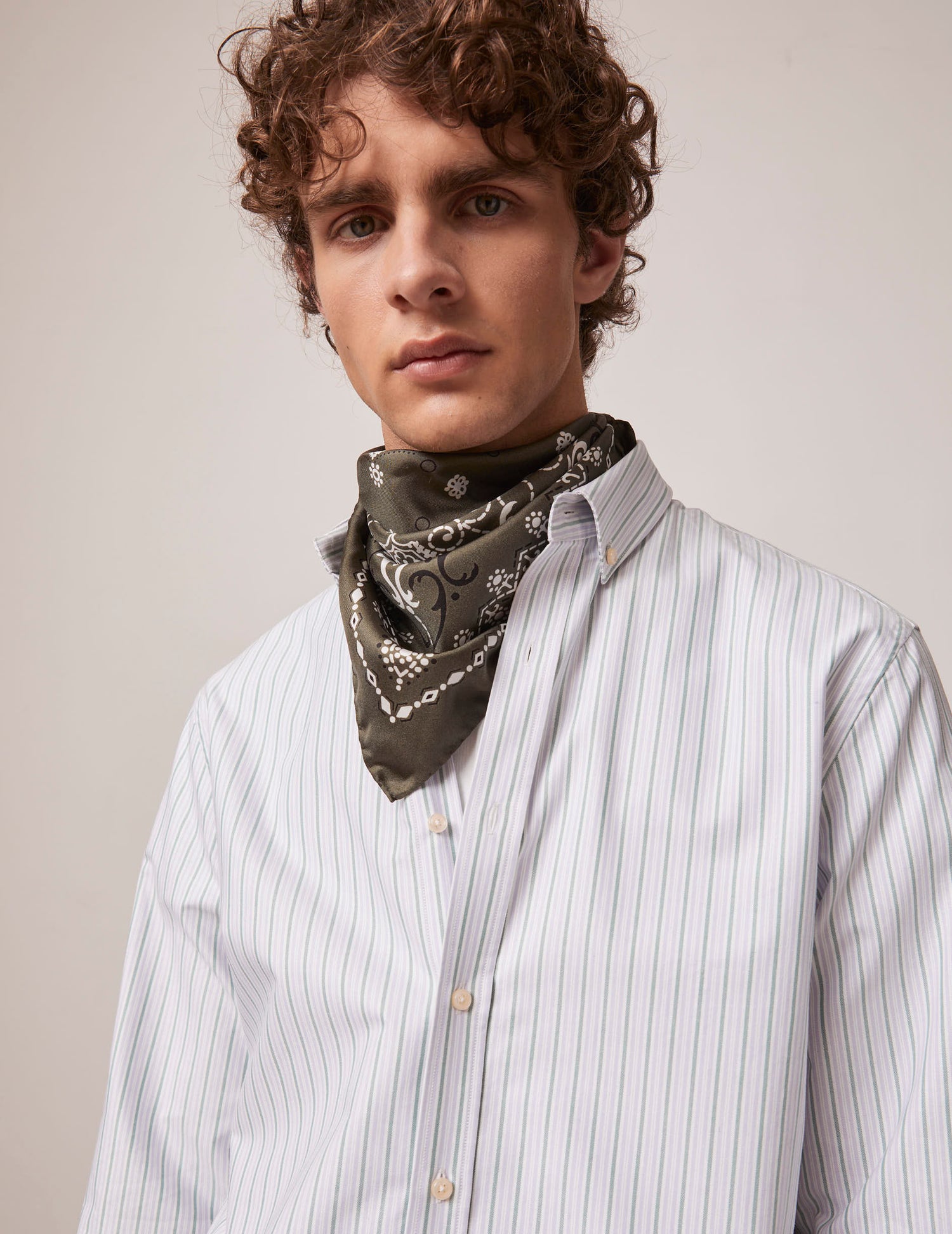 Gabriel green and purple striped shirt - Oxford - American Collar#3