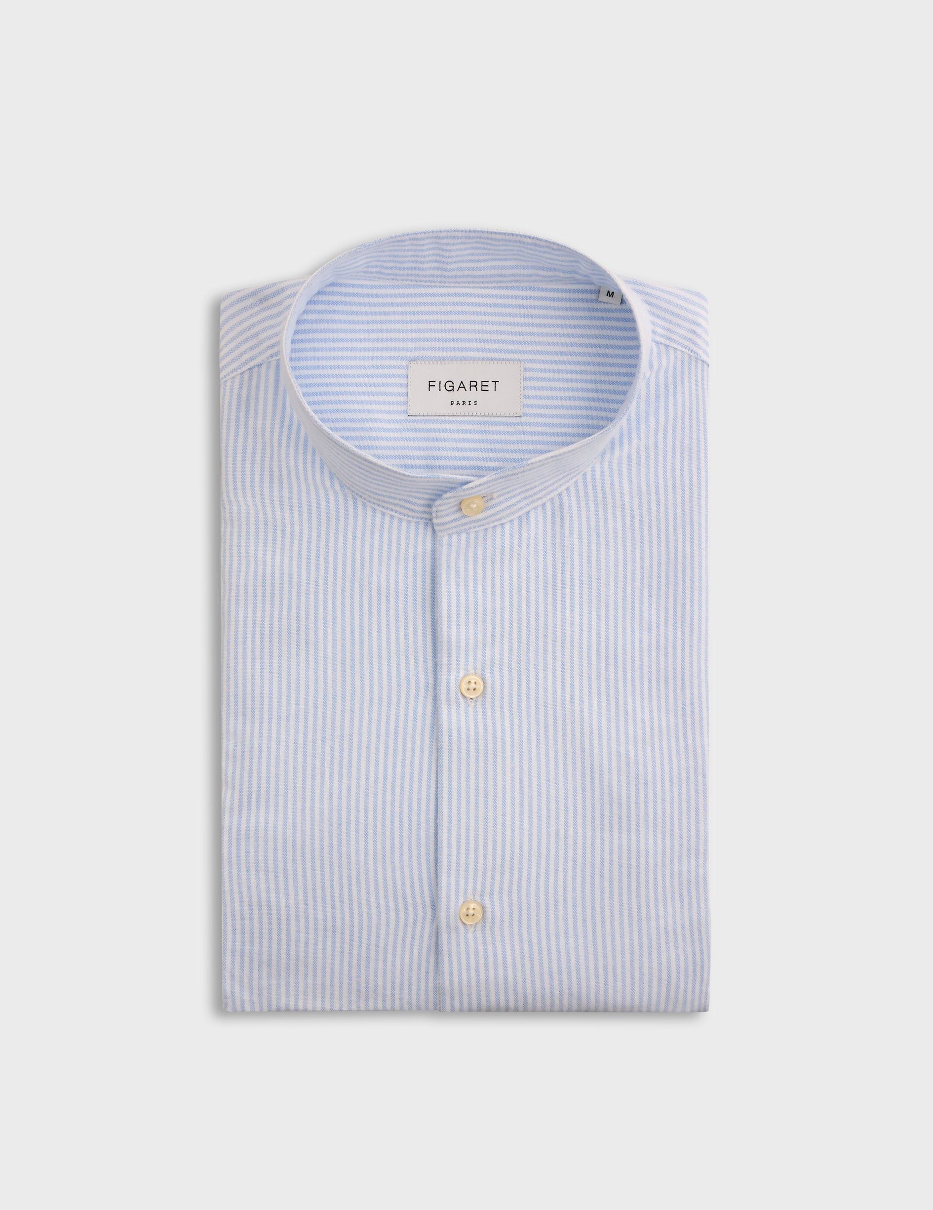 Blue striped Herwin shirt - Brushed oxford - Officer Collar