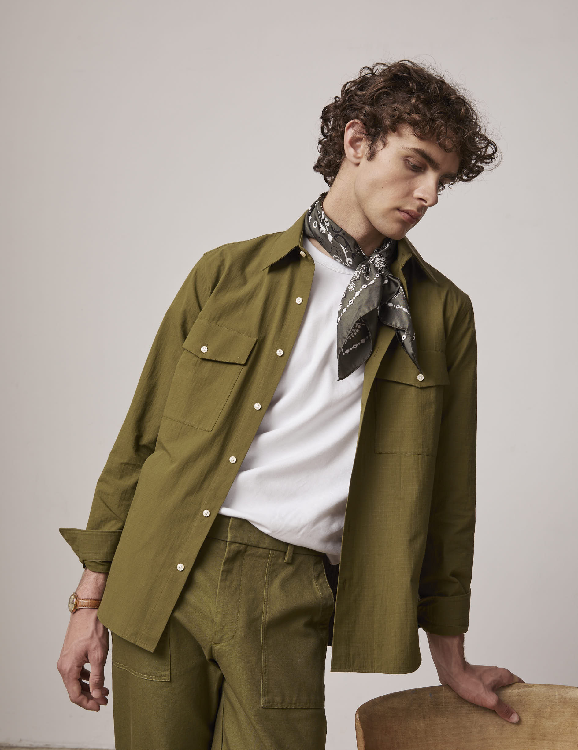 Isao jacket in khaki print ripstop - Ripstop - Prodigious Collar