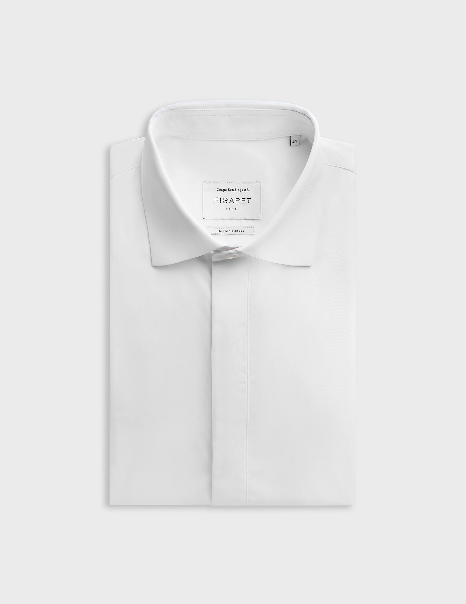 semi-fitted White hidden button placket shirt 