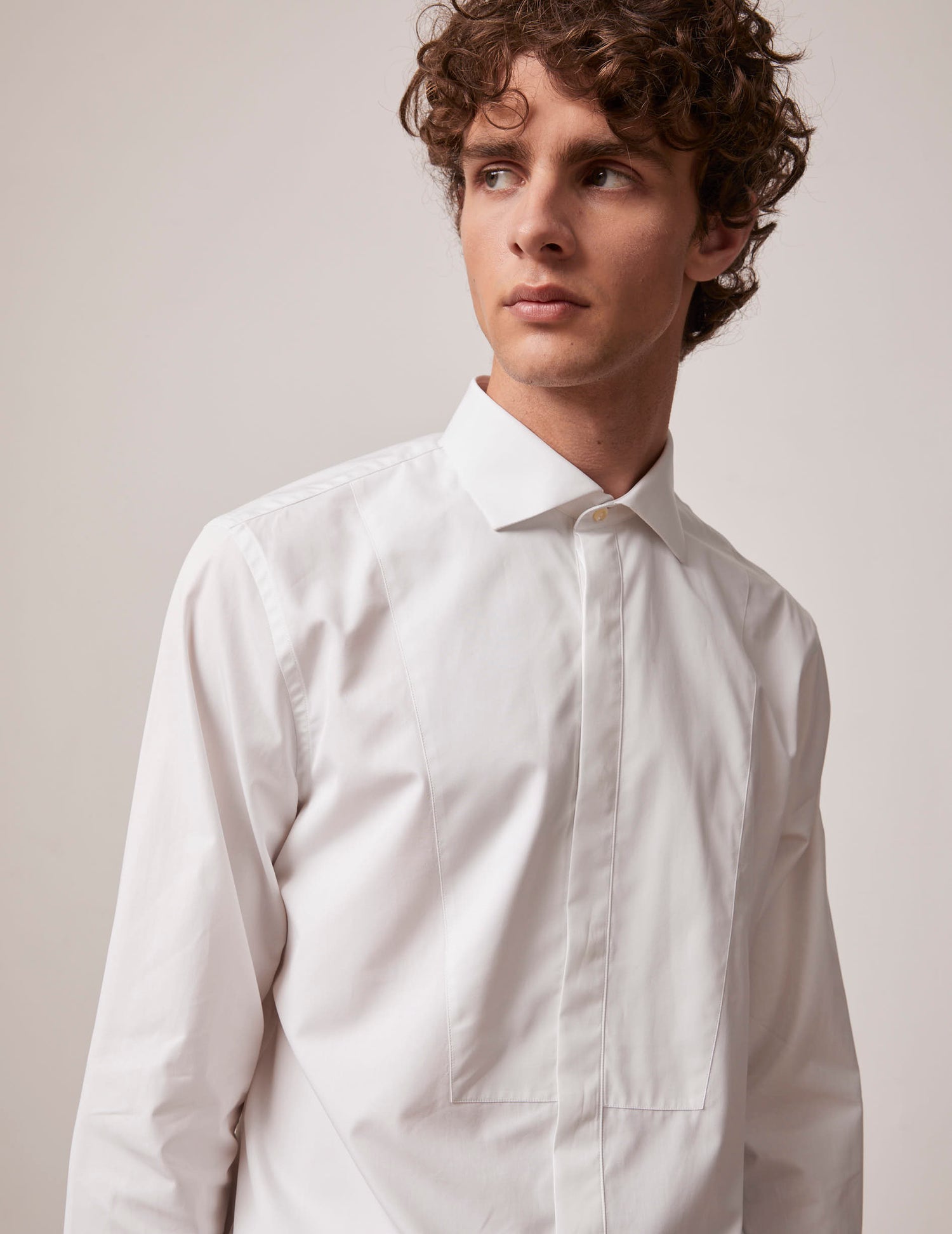 semi-fitted White hidden button placket shirt  - Poplin - Italian Collar - Musketeers Cuffs#5