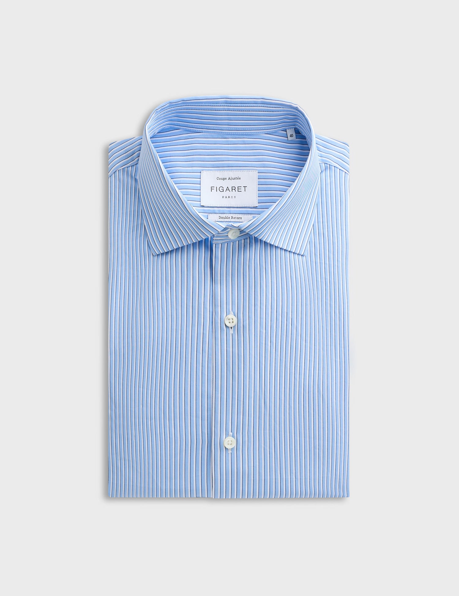 fitted Blue striped shirt - Poplin - Italian Collar